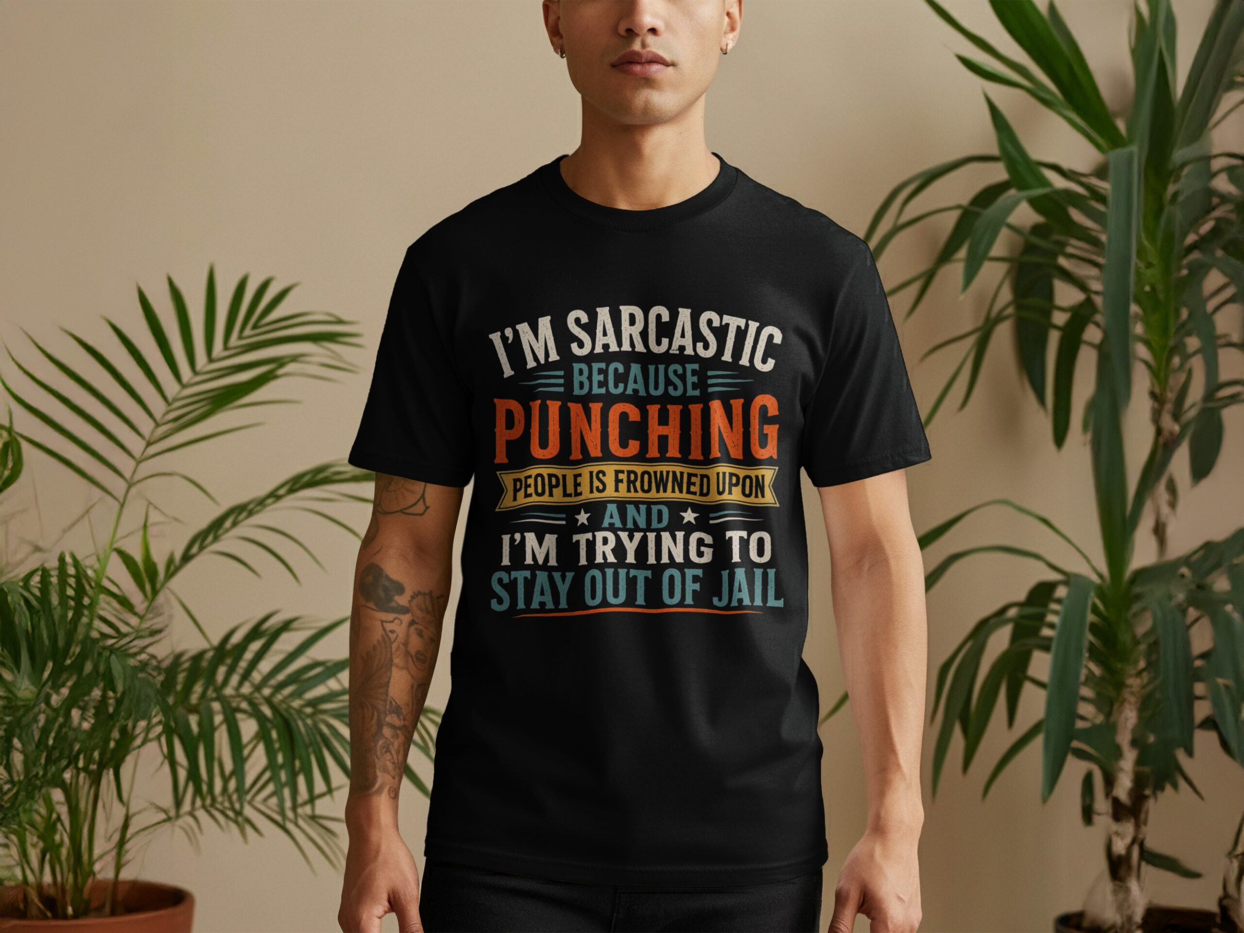 Funny Sarcastic T-Shirt, Im Sarcastic Punching People Retro Graphic Tee, Witty Sarcasm Humor Shirt, Snarky Saying Gag Gift for Men and Women - Image 3