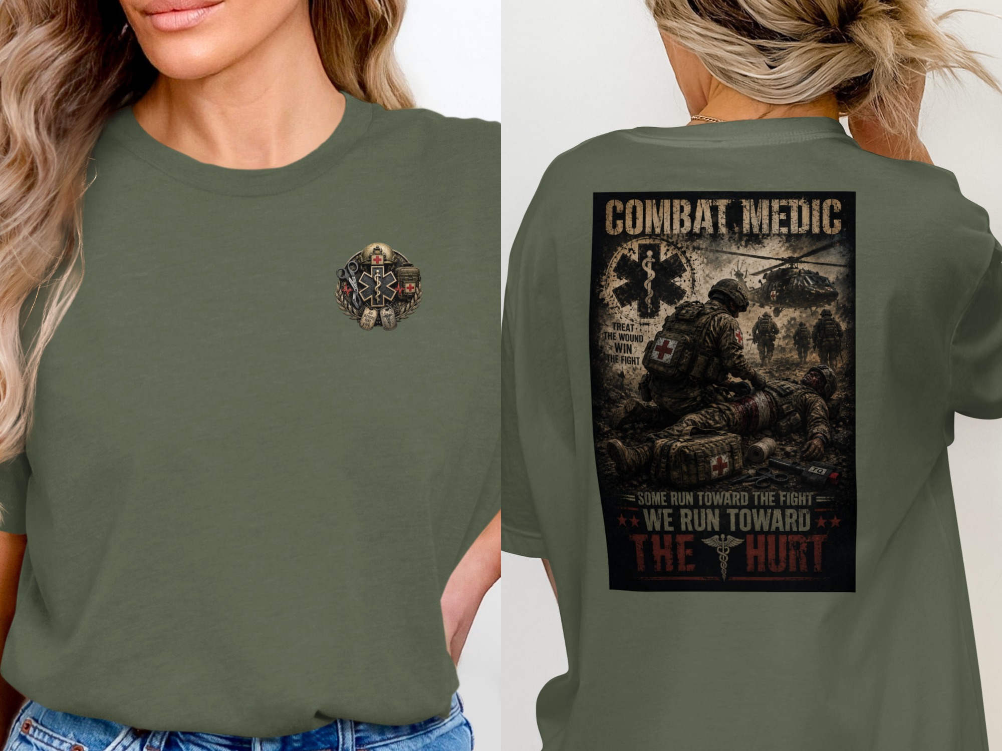 TITLE Combat Medic T-Shirt, We Run Toward the Hurt, Army 68W Military Medic Shirt, Veteran Tactical Medical Gift, Star of Life Graphic Tee - Image 13