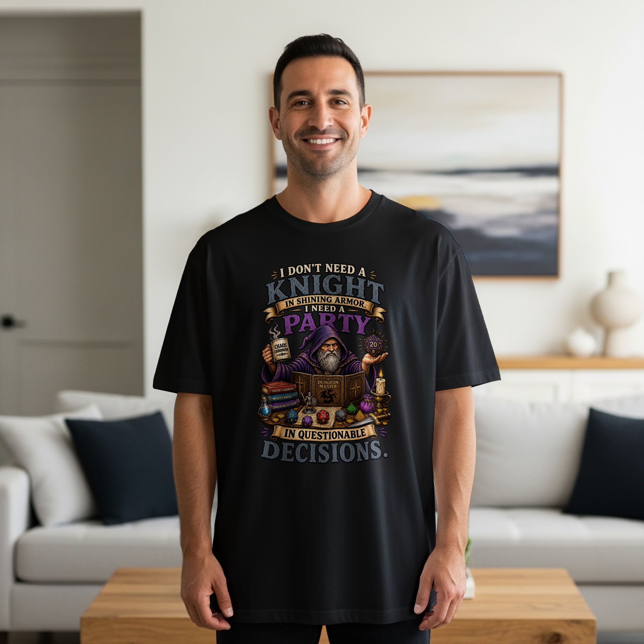 Dungeon Master Shirt, Chaos Coordinator DM Gift, Funny D&D RPG Game Night T-Shirt, Questionable Decisions Polyhedral Dice Tee - Image 15