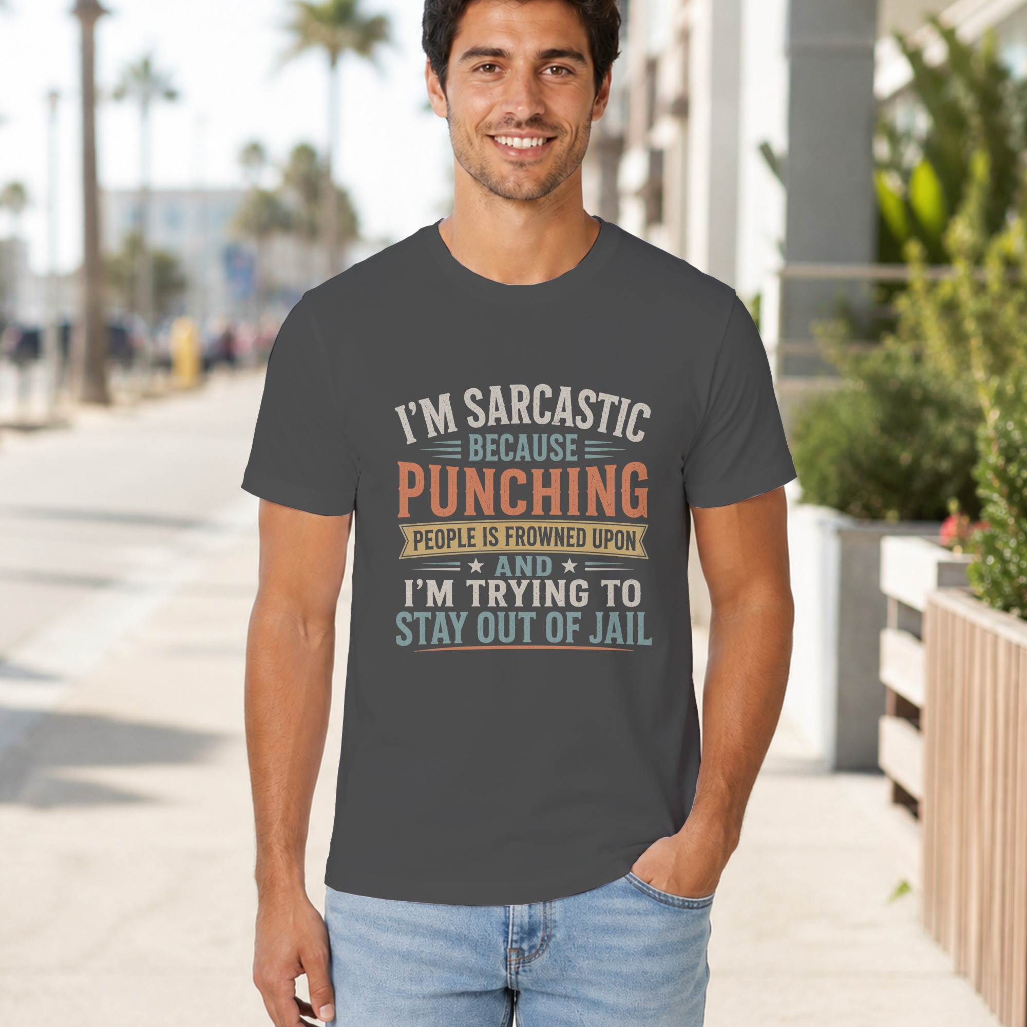 Funny Sarcastic T-Shirt, Im Sarcastic Punching People Retro Graphic Tee, Witty Sarcasm Humor Shirt, Snarky Saying Gag Gift for Men and Women - Image 11