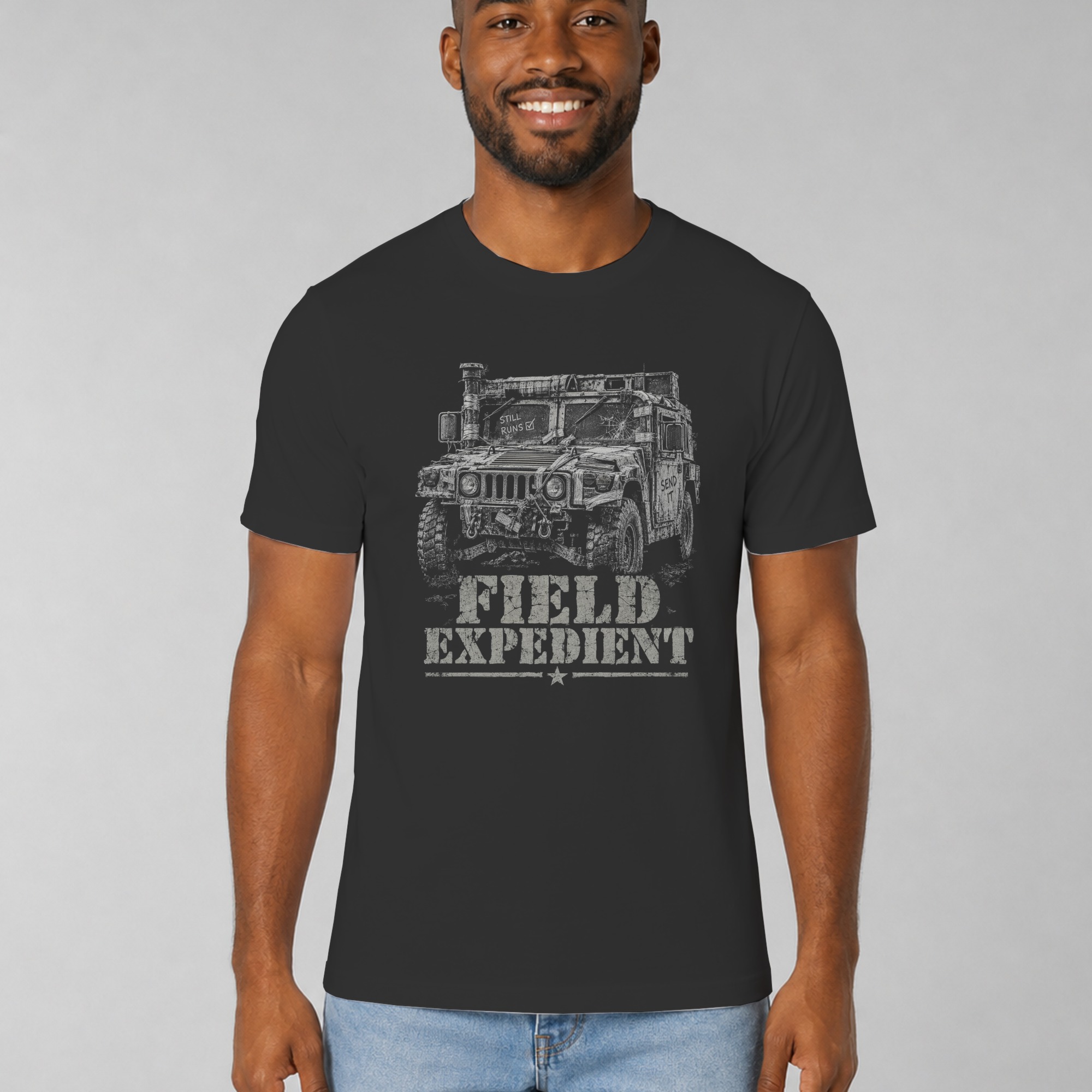 Field Expedient T-Shirt, Vintage Military 4x4 Truck Graphic Tee, Rugged Off Road Overlanding Shirt, Tactical Outdoor Vehicle Gift for Him - Image 5