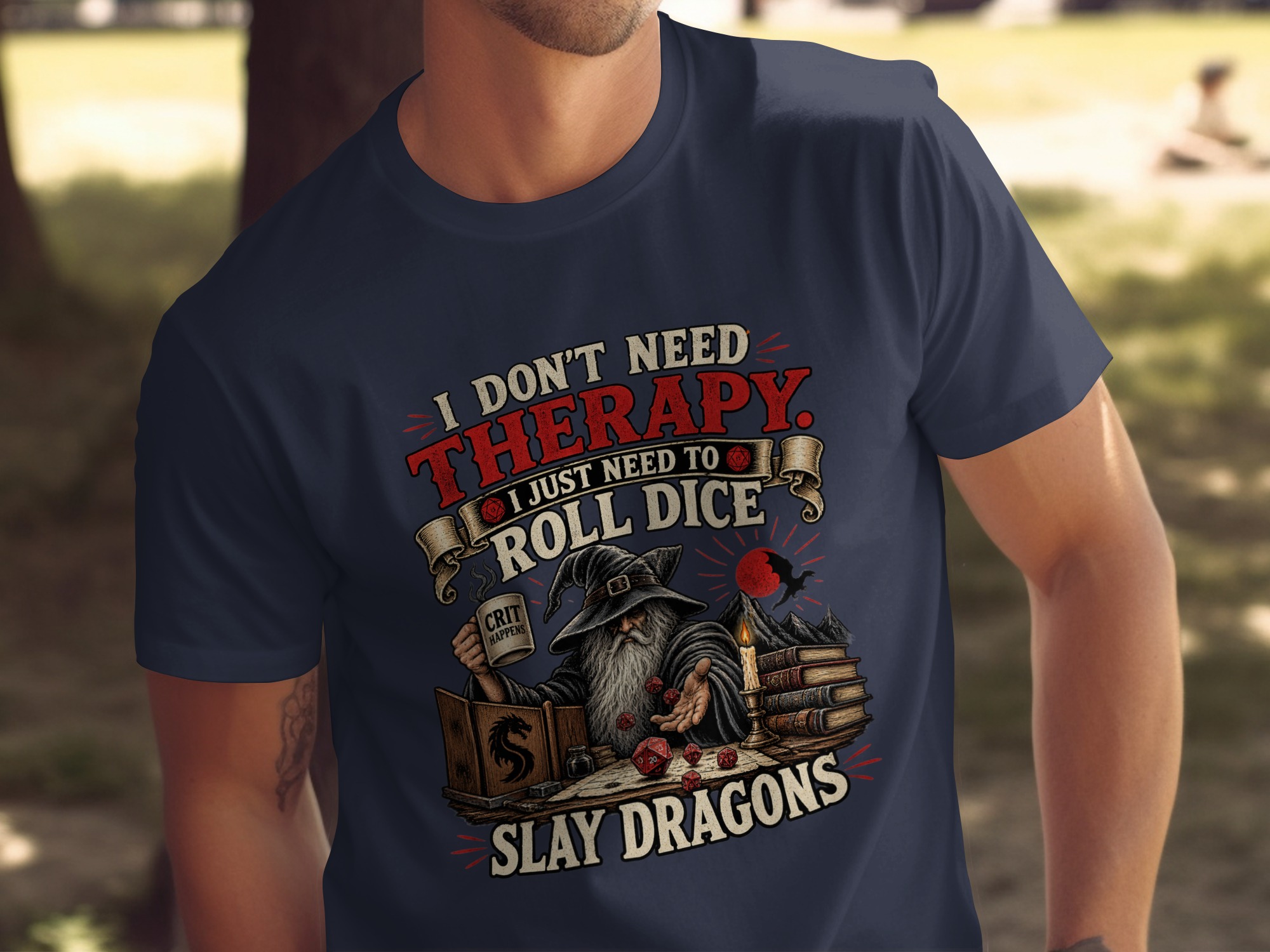 D&D Therapy T-Shirt | Roll Dice Slay Dragons Shirt | Funny Gamer Gift | Dungeon Master RPG Tee | Fantasy Wizard Gaming Apparel - Image 6