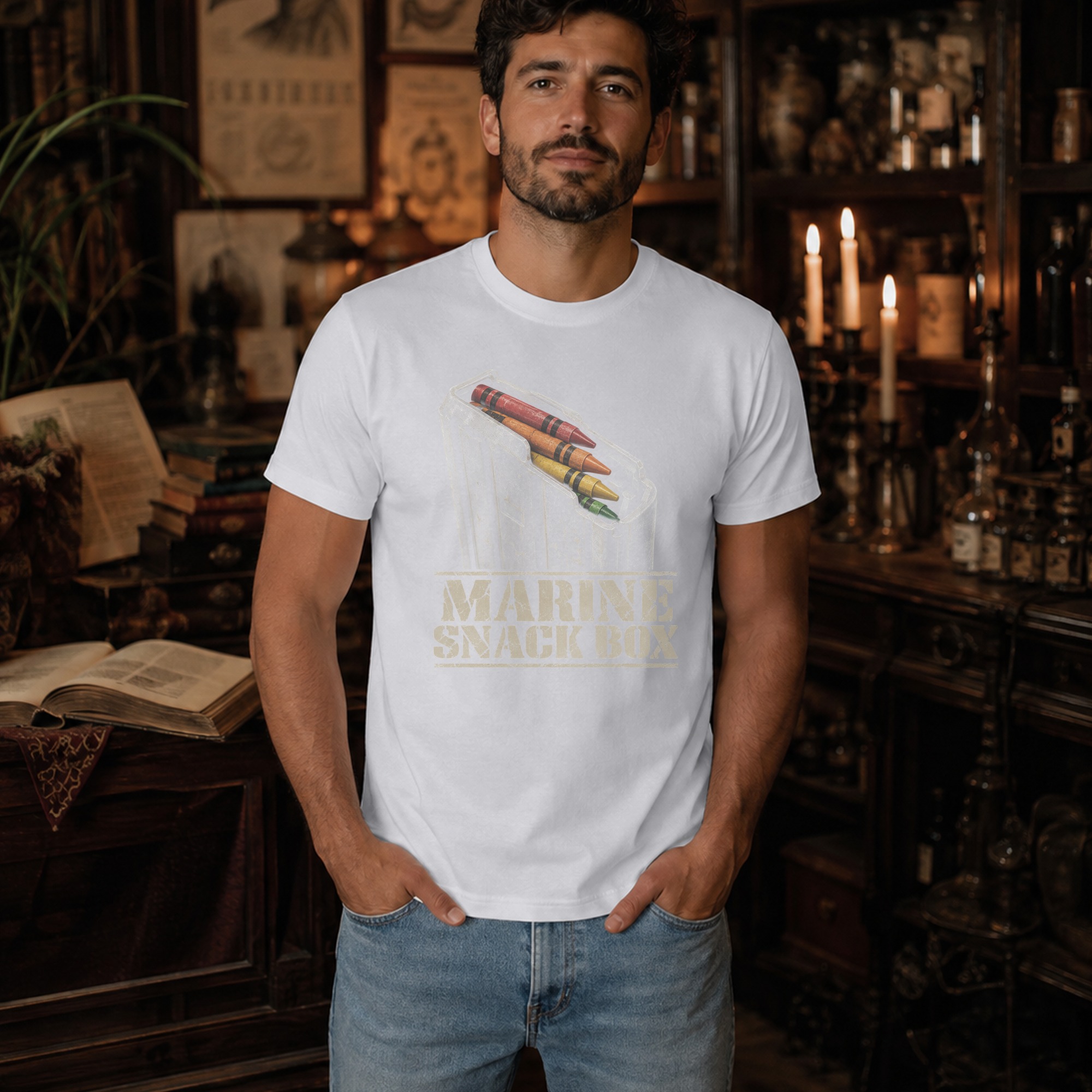 Marine Snack Box T-Shirt Funny Military Humor Shirt Veteran Gift Graphic Tee Tactical Meme Shirt Army USMC Joke Gift for Veteran - Image 6