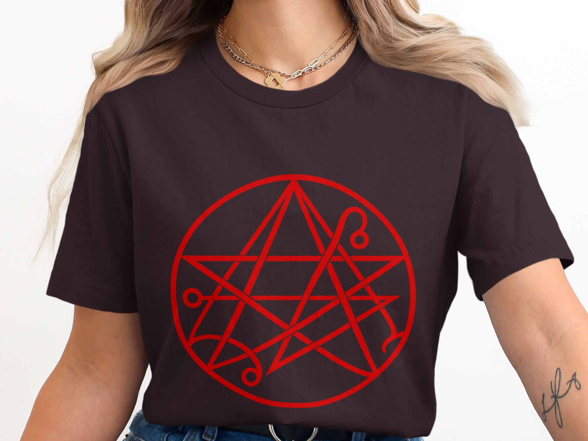 Occult Symbol Pentagram T-Shirt, Esoteric Sigil Graphic Tee, Gothic Witchy Supernatural Dark Academia Altar Mystic Apparel Gift - Image 10