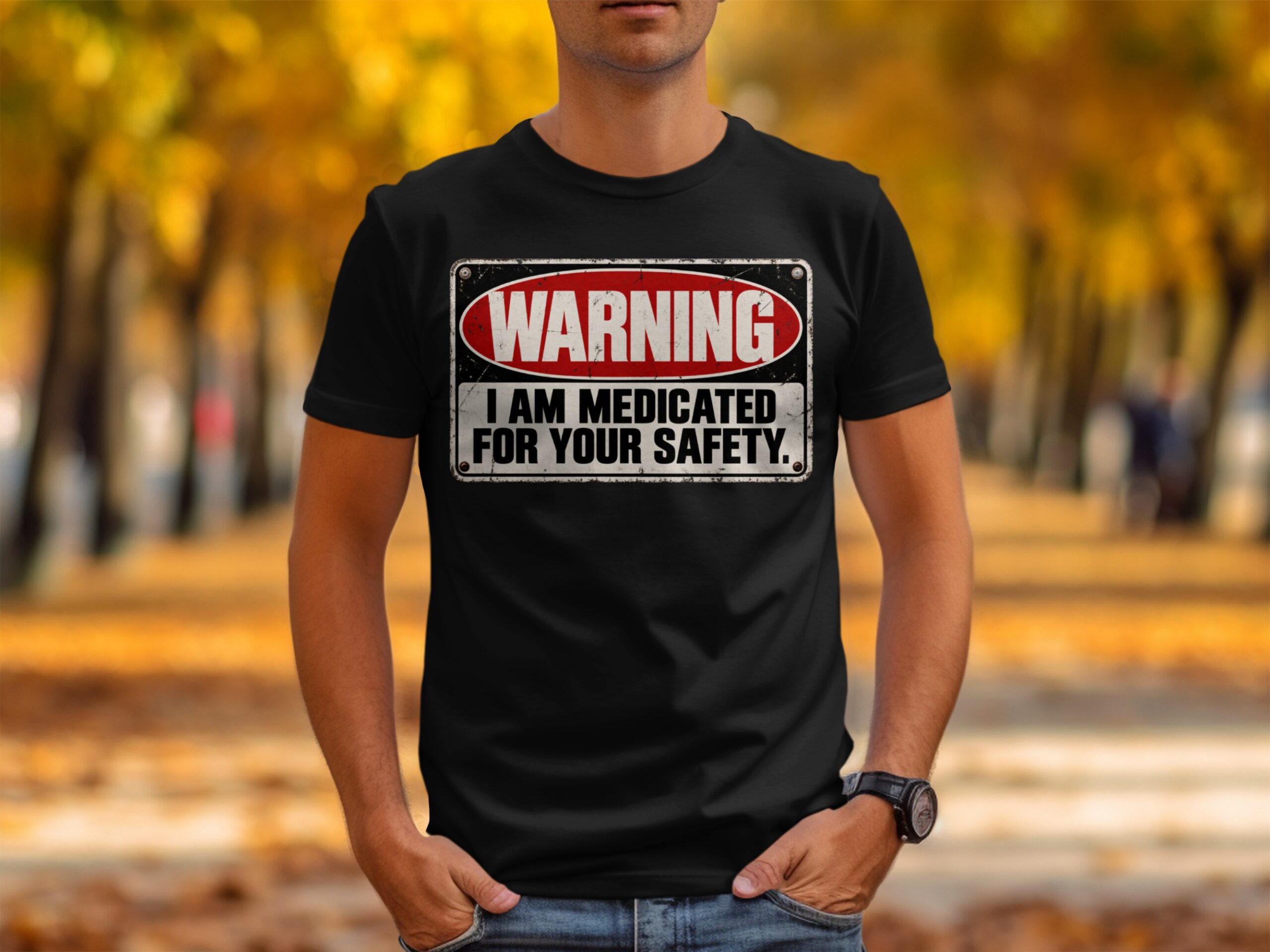 Medicated For Your Safety Shirt, Funny Warning T-Shirt, Sarcastic Mental Health Tee, Dark Humor Graphic Shirt, Introvert Gag Gift - Image 5