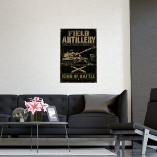 Field Artillery Poster, M109 Paladin King of Battle Wall Art, Vintage Military Print, Redleg Veteran Gift, Army Man Cave Decor