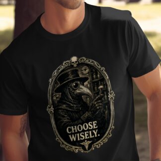 Plague Doctor T-Shirt | Choose Wisely Steampunk Gothic Dark Academia Tee | Vintage Medical History Lover Top Gift