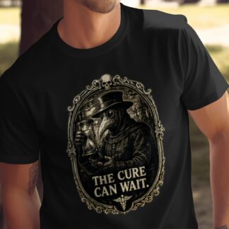 Plague Doctor 'The Cure Can Wait' T-Shirt, Dark Academia Gift, Gothic Steampunk Apparel, Vintage Medical Humor Tee
