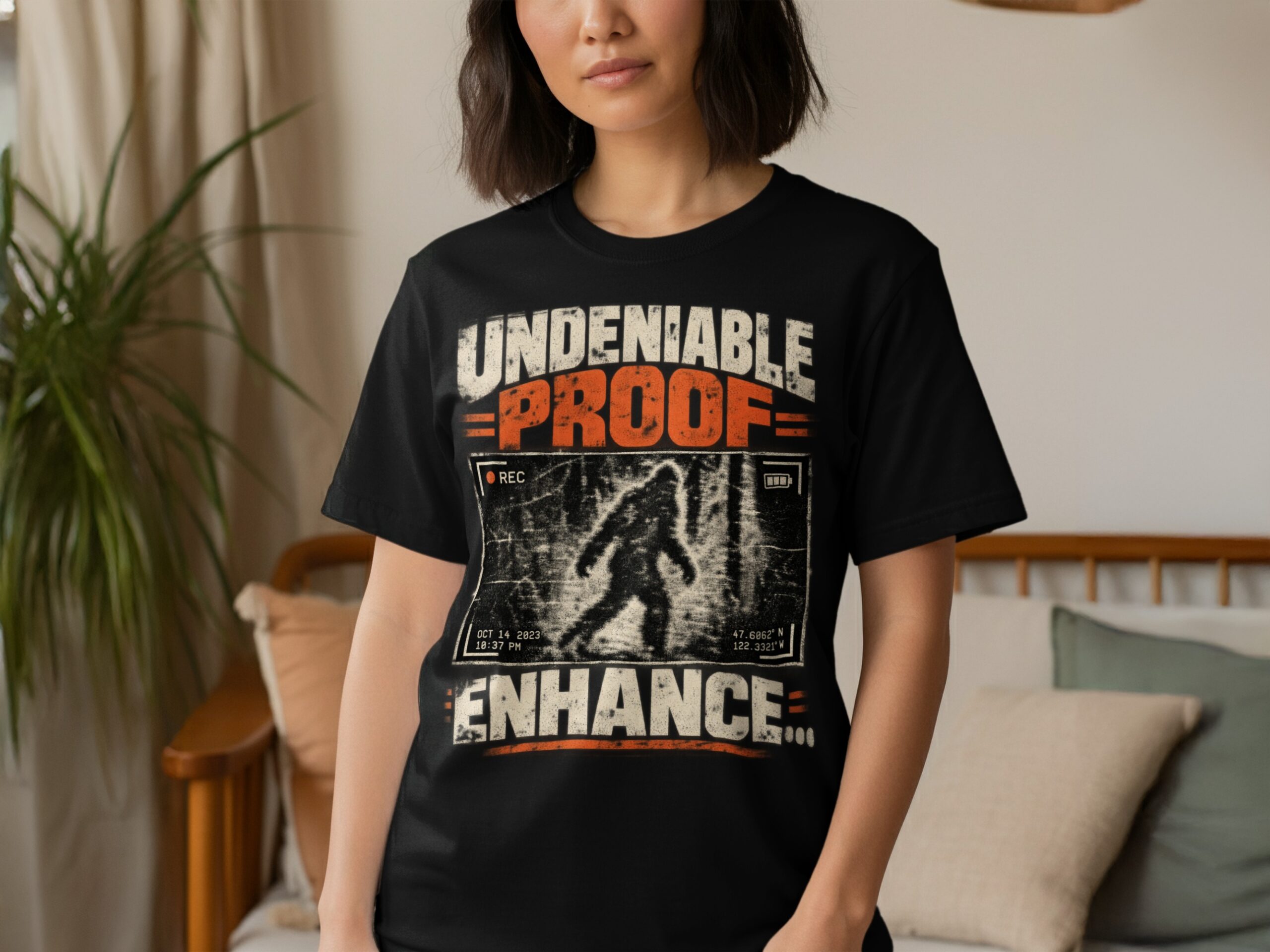 Bigfoot Sasquatch T-Shirt, Funny Cryptid Graphic Tee, Undeniable Proof Vintage Hiking Shirt, Retro Paranormal Camping Gift for Men & Women - Image 8