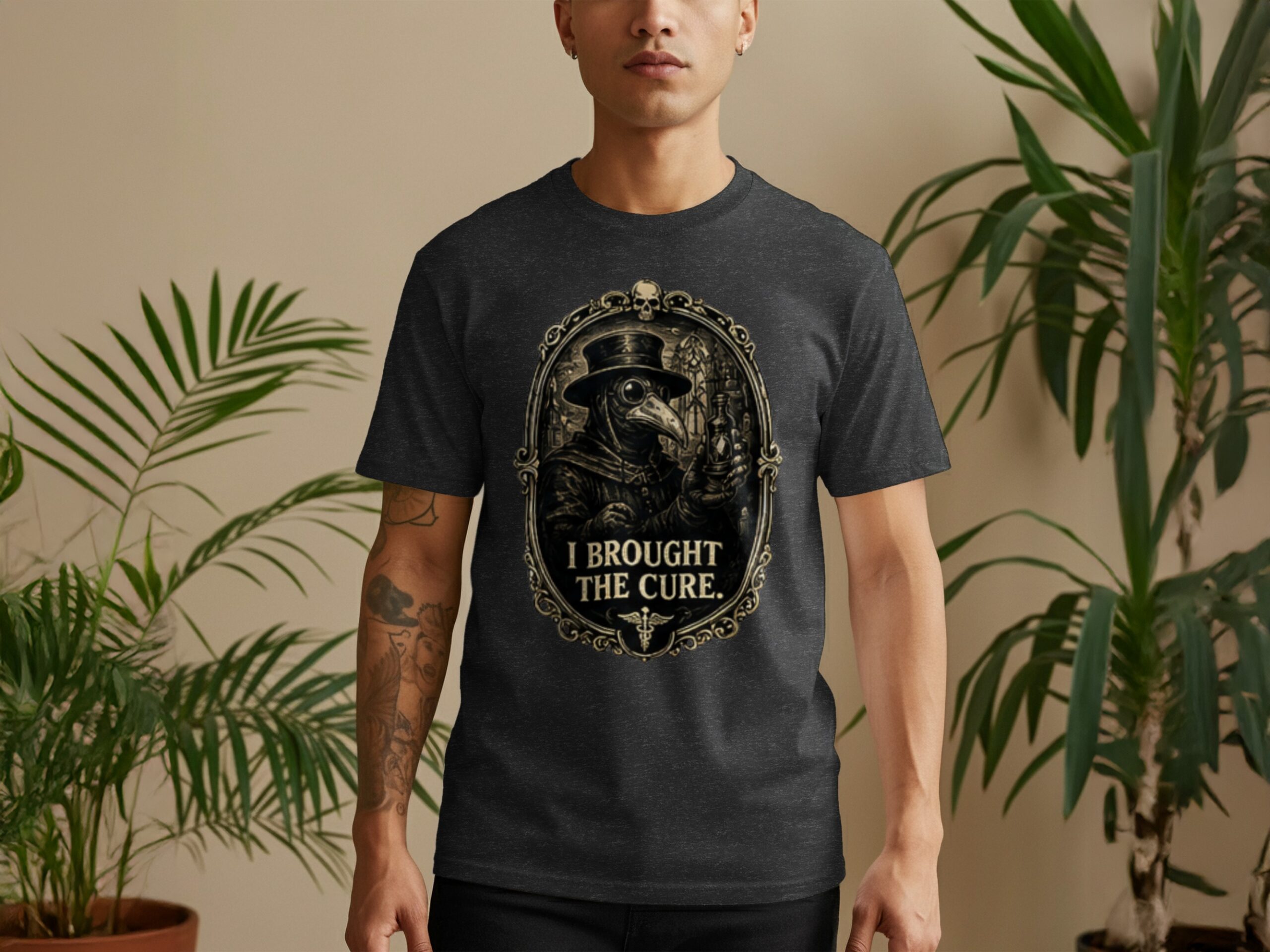 Plague Doctor 'I Brought The Cure' T-Shirt | Gothic Dark Academia Vintage Medical History Tee | Steampunk Renaissance Macabre Art Shirt Gift - Image 10
