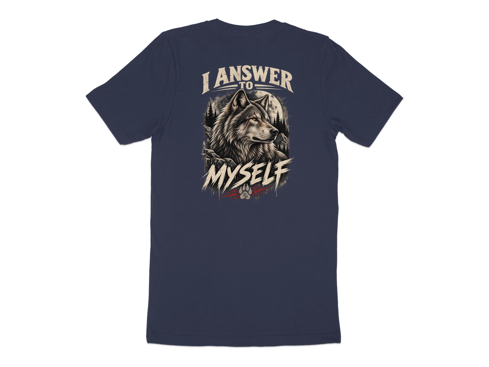 Nightwolf Fierce Wolf Graphic T-Shirt, Distressed Grunge Edgy Streetwear Tee, Hunter Wildlife Men's Gift Shirt - Image 4