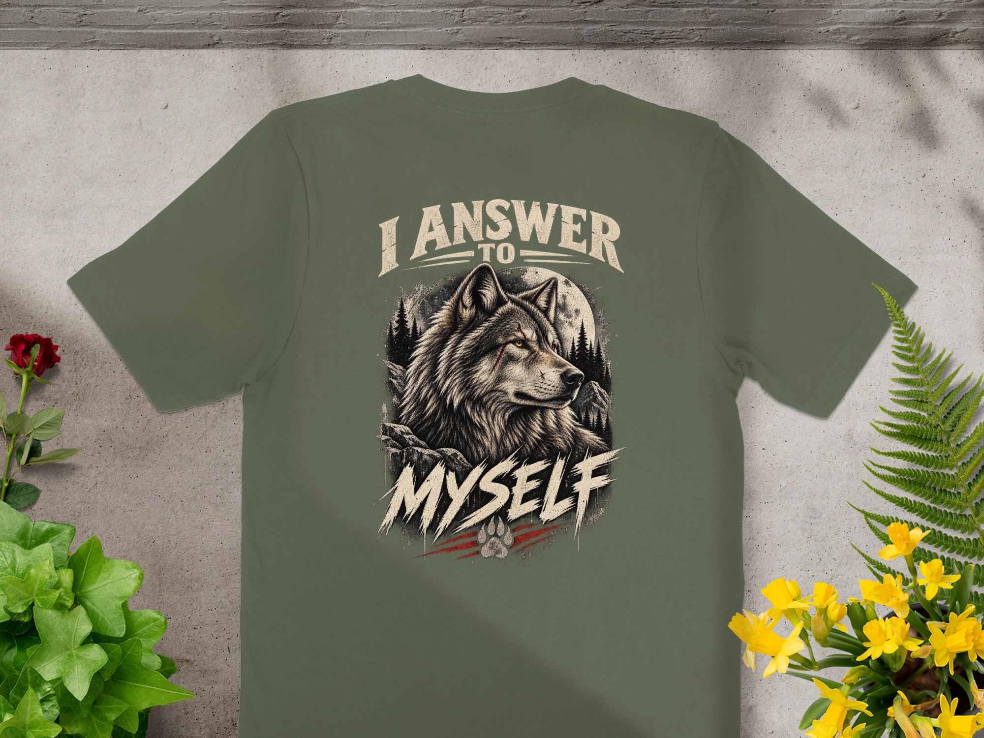 Nightwolf Fierce Wolf Graphic T-Shirt, Distressed Grunge Edgy Streetwear Tee, Hunter Wildlife Men's Gift Shirt - Image 13