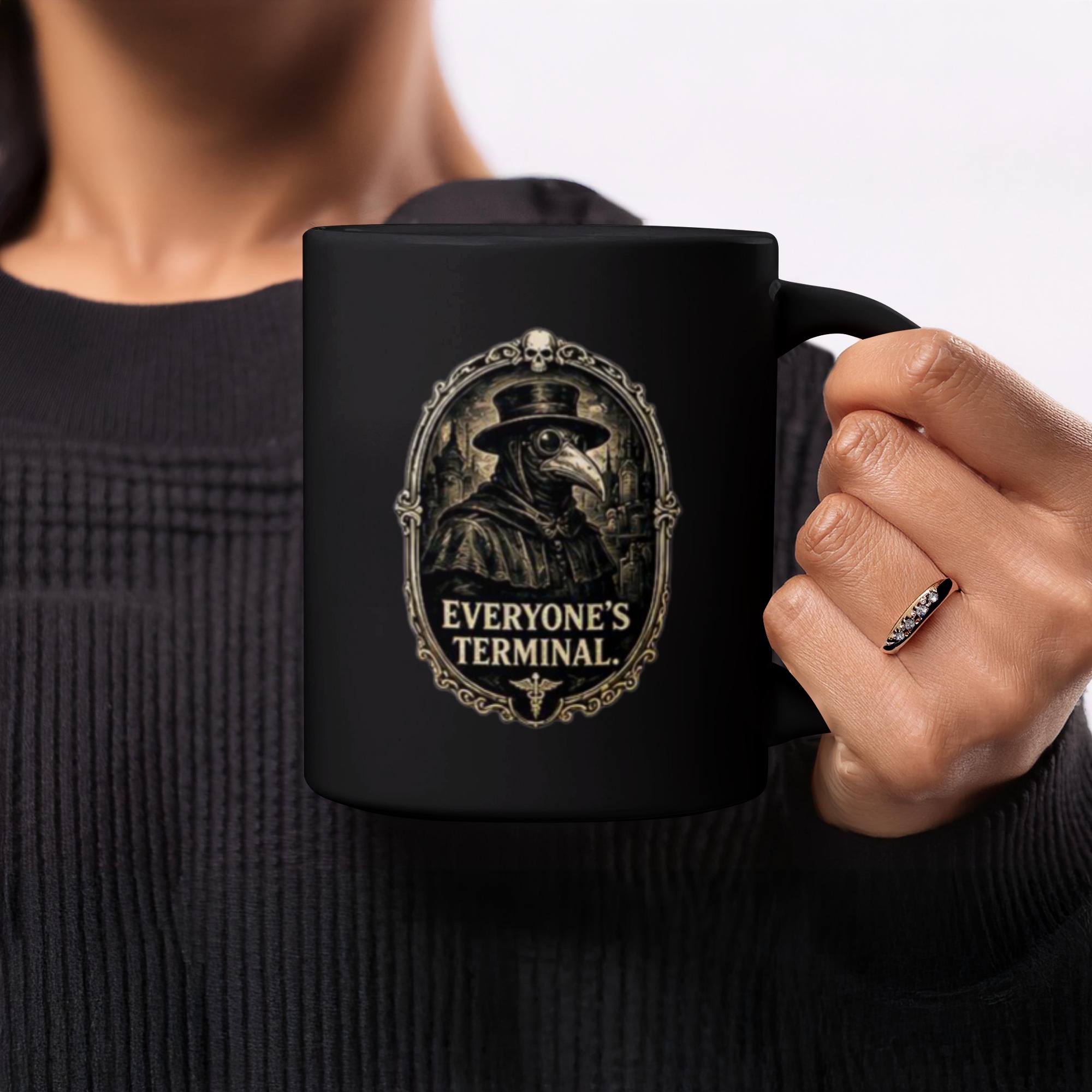 Plague Doctor Mug, 'Everyone's Terminal' Dark Academia Gothic Funny Coffee Cup - Macabre Medical Humor Gift - Image 2