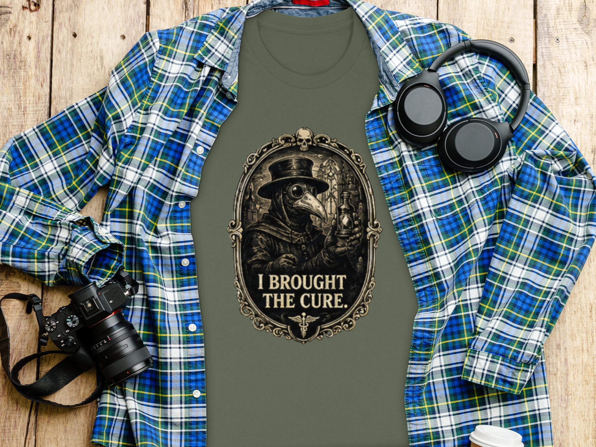 Plague Doctor 'I Brought The Cure' T-Shirt | Gothic Dark Academia Vintage Medical History Tee | Steampunk Renaissance Macabre Art Shirt Gift - Image 9