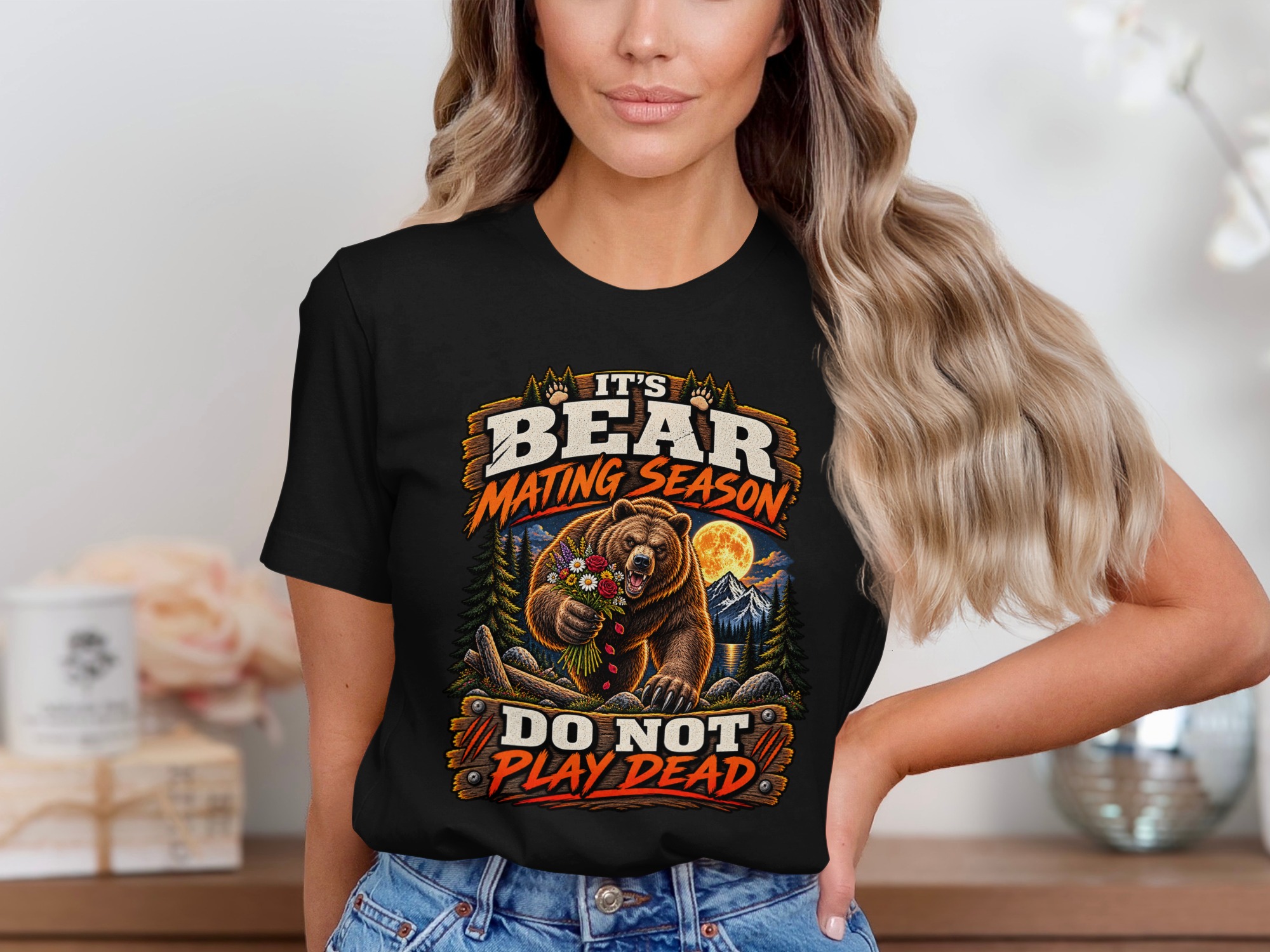 Bear Mating Season T-Shirt, Funny Camping Shirt, Do Not Play Dead Sarcastic Outdoor Hiking Graphic Tee, Humorous Nature Wilderness Gag Gift - Image 2