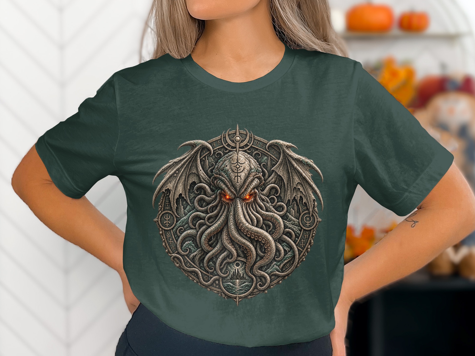 Lovecraftian Cthulhu Mythos Eldritch Horror T-Shirt, Dark Academia Gothic Cosmic Cult Tentacle Monster Tee, Unique Fantasy Gamer Gift - Image 18