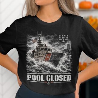 US Coast Guard T-Shirt, Pool Closed Surf Station Graphic Tee, Vintage USCG Lifeboat Shirt, Maritime Veteran Gift, Sea Rescue Graphic Top