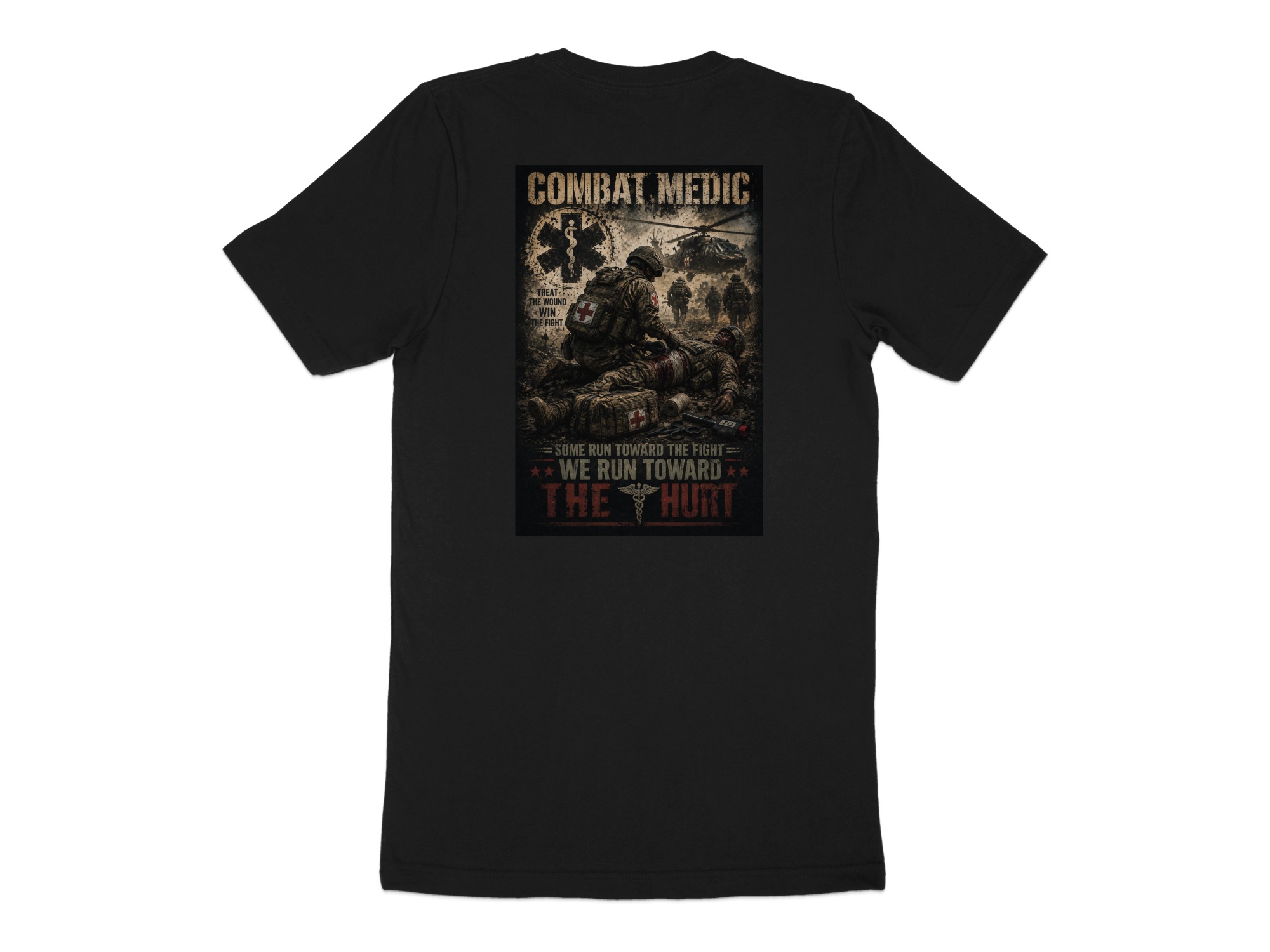 TITLE Combat Medic T-Shirt, We Run Toward the Hurt, Army 68W Military Medic Shirt, Veteran Tactical Medical Gift, Star of Life Graphic Tee - Image 7