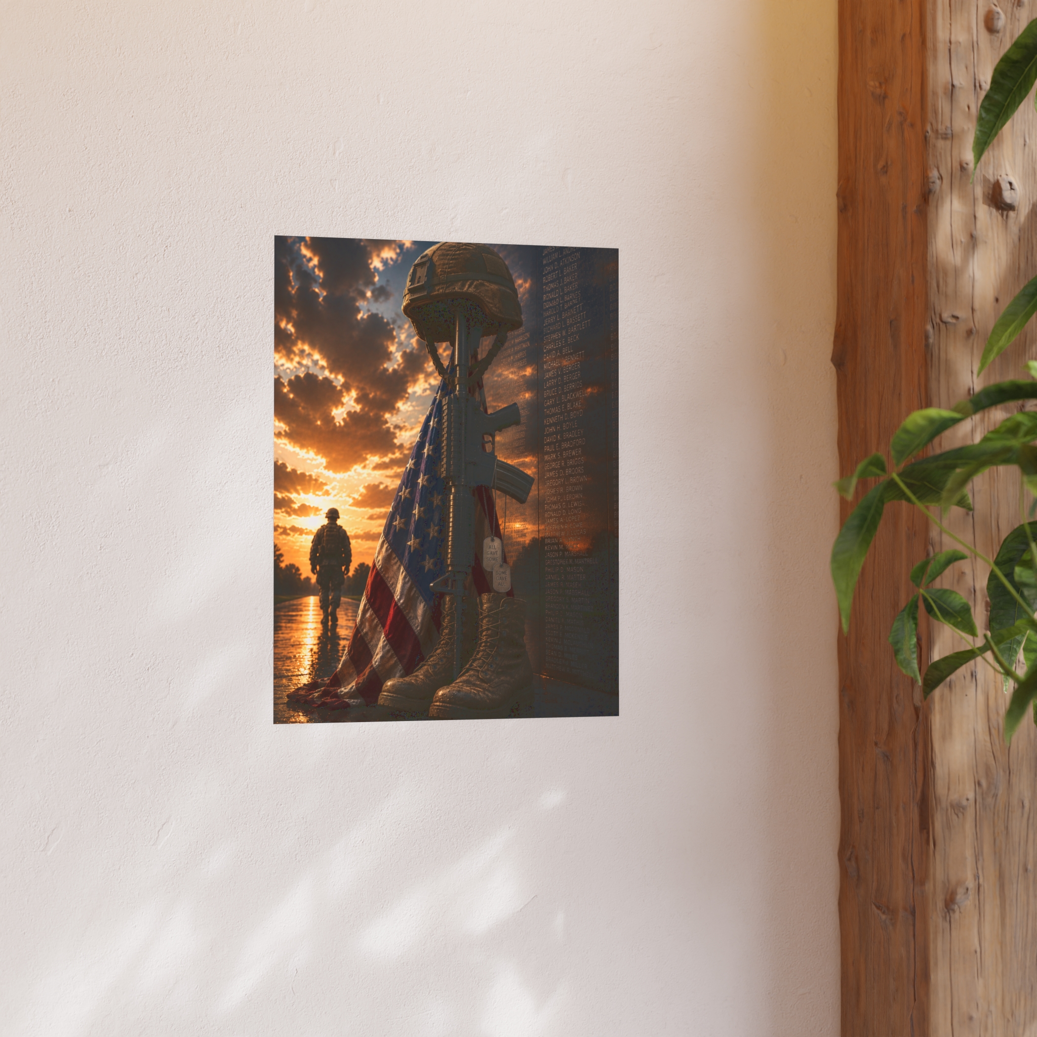 Military Tribute Wall Art - Veteran's Day Memorial Day American Flag Soldier Remembrance Print - Honor Our Heroes Patriotic Home Decor Gift - Image 4