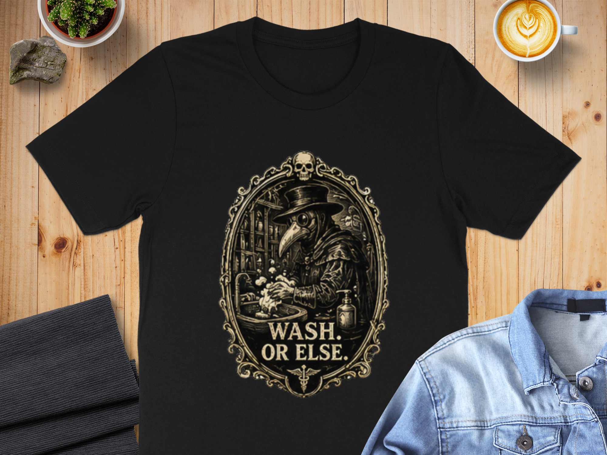 Plague Doctor Wash Or Else T-shirt | Vintage Gothic Dark Academia Tee | Funny Medical Halloween Shirt | History Lover Gift - Image 7