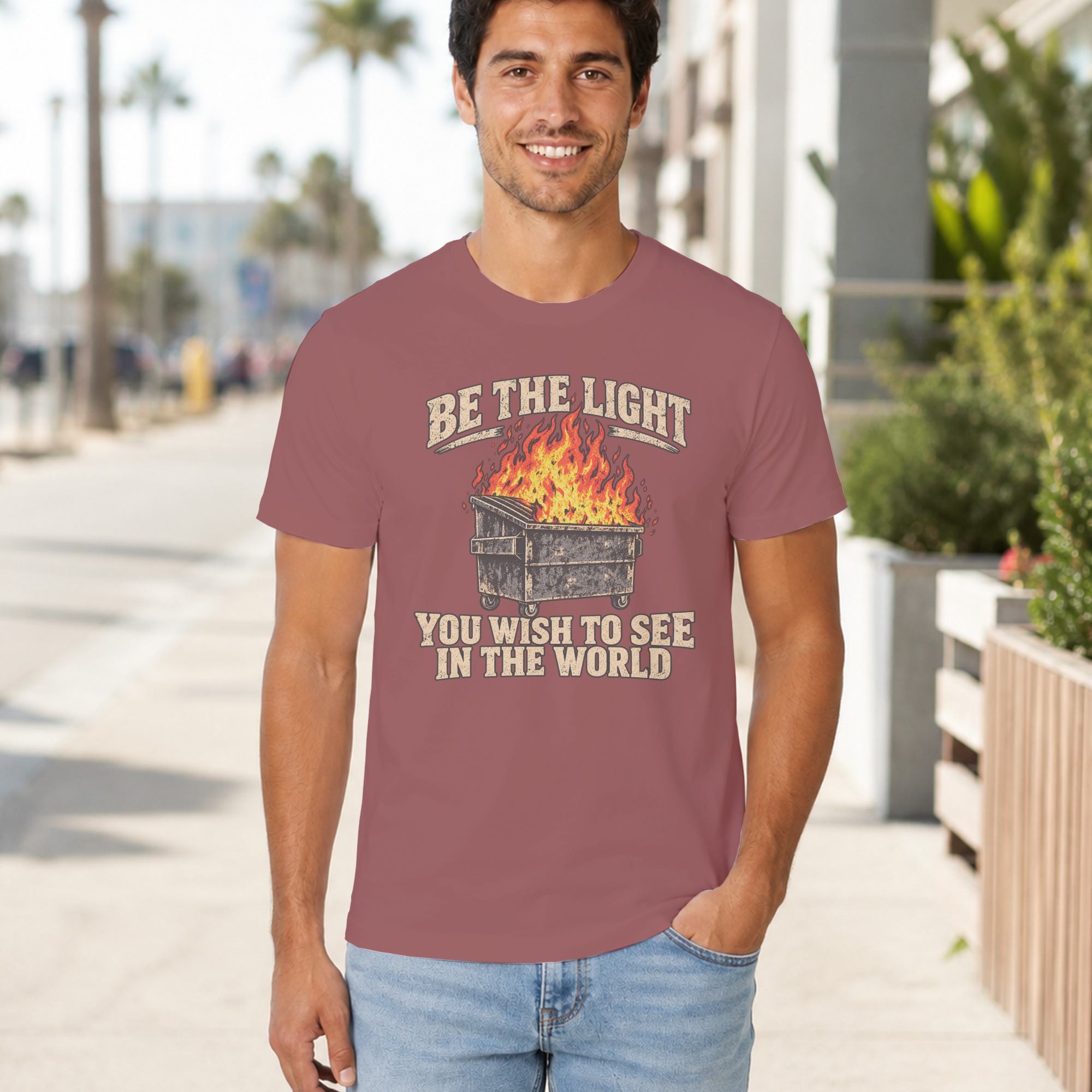Dumpster Fire Shirt Funny Graphic T-Shirt Be The Light Sarcastic Meme Tee Vintage Grunge Humor Top Gag Gift for Best Friend Coworker - Image 12