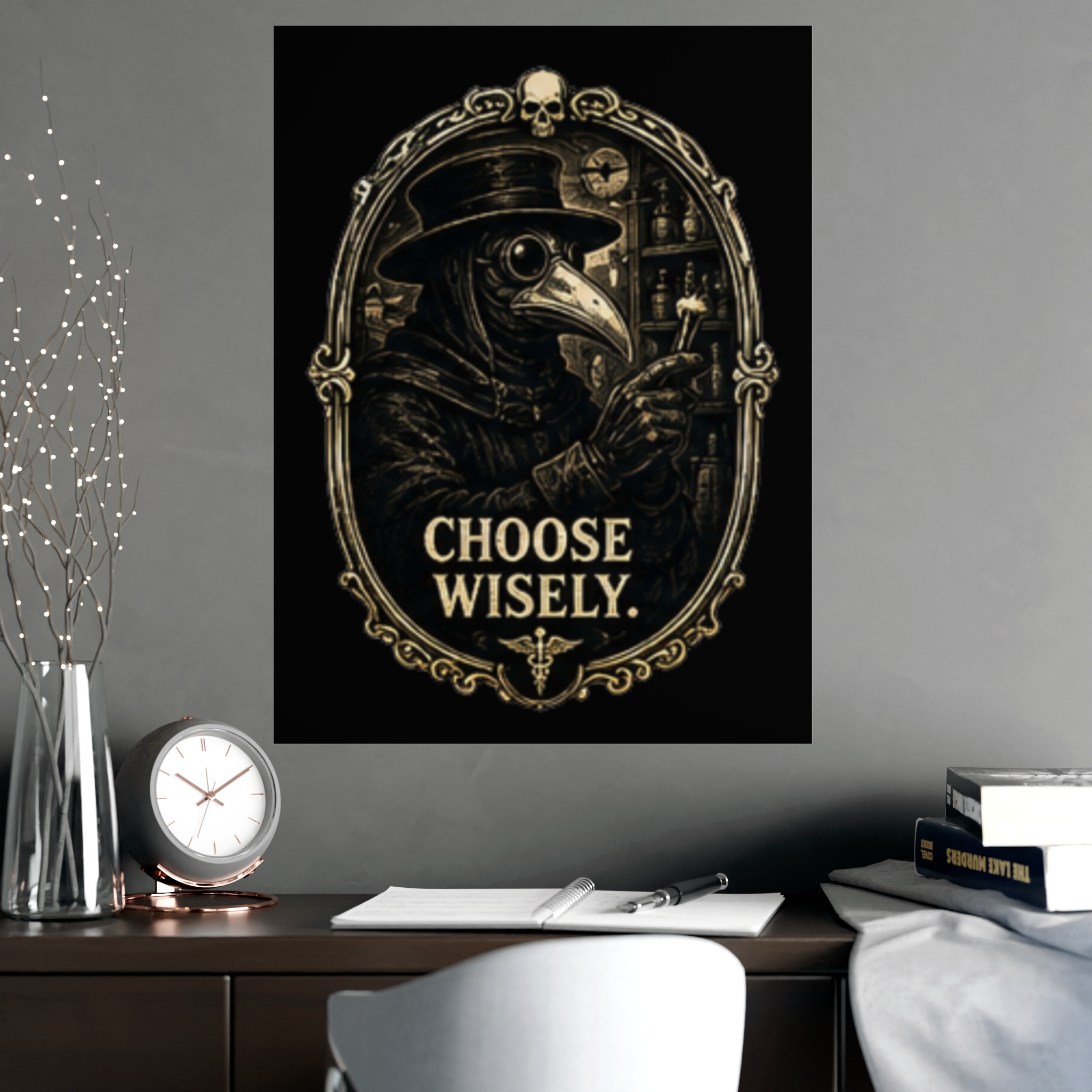 Plague Doctor 'Choose Wisely' Vintage Gothic Print Poster | Dark Academia Alchemy Wall Art Decor | Steampunk Macabre Gift - Image 2