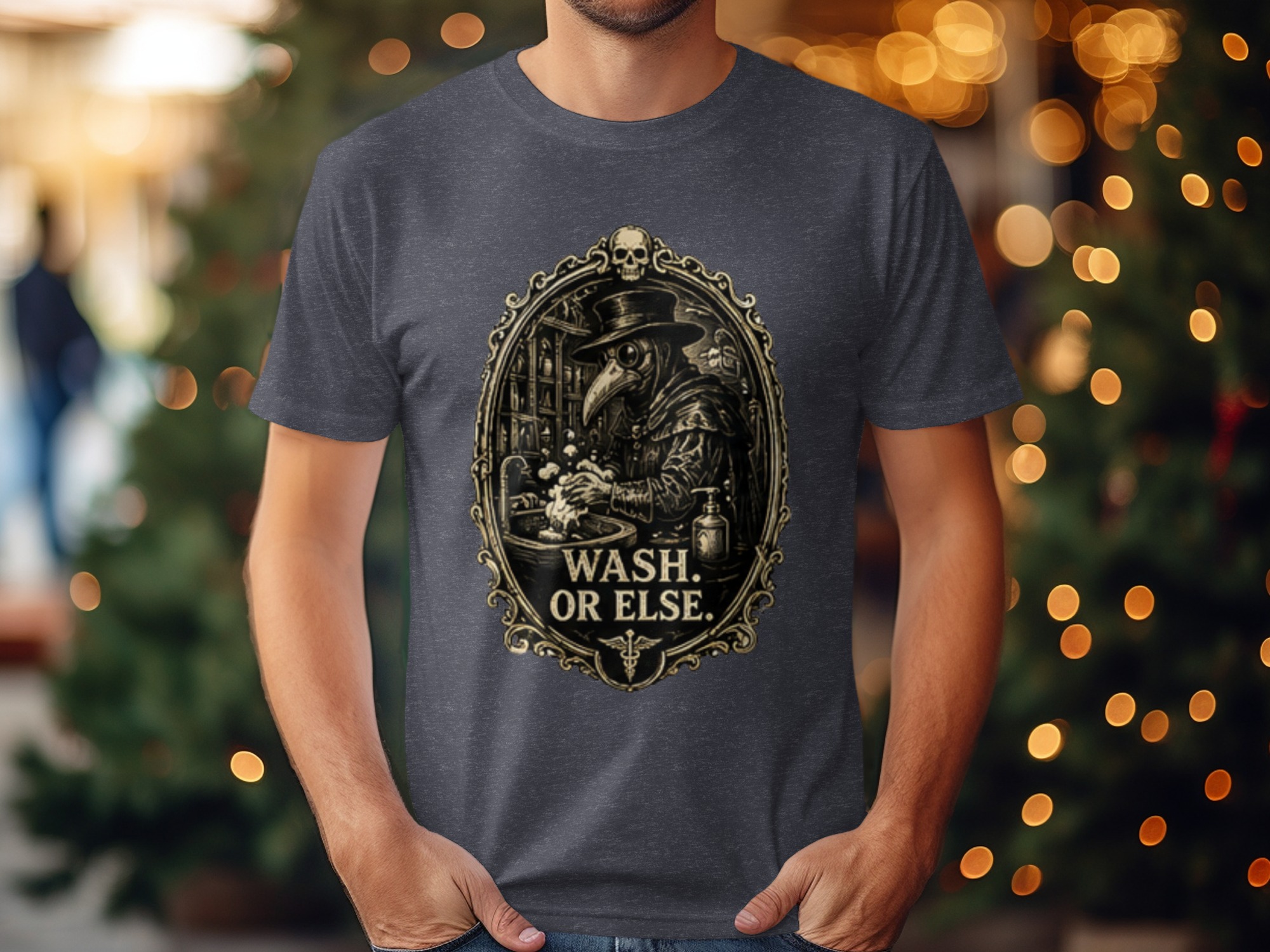 Plague Doctor Wash Or Else T-shirt | Vintage Gothic Dark Academia Tee | Funny Medical Halloween Shirt | History Lover Gift - Image 4