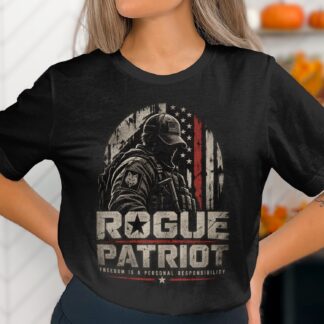 Rogue Patriot T-Shirt, Tactical American Flag Graphic Tee, Distressed Military Veteran Shirt, Patriotic 2A Top, Gift for Veteran Him