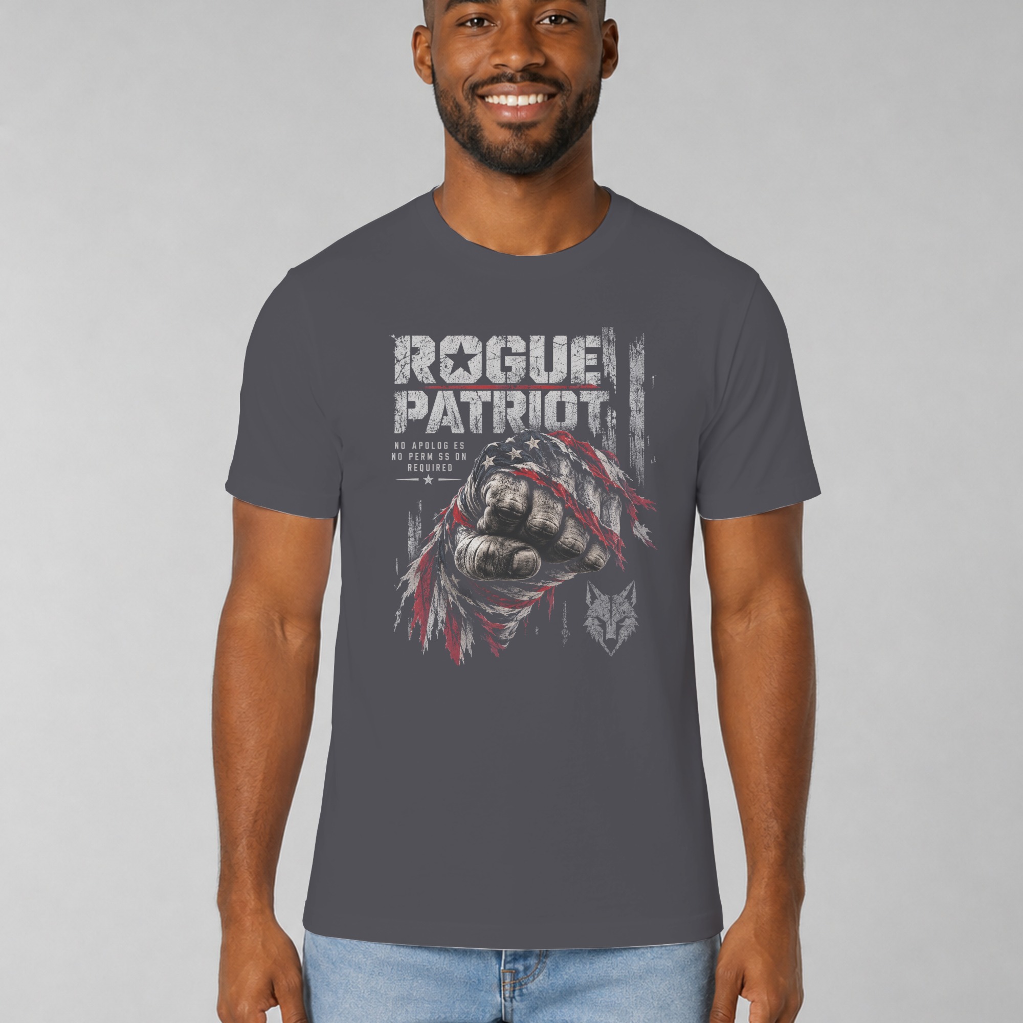 Rogue Patriot T-Shirt, USA Flag Fist Tee, Distressed American Flag Graphic Shirt, Vintage Veteran Apparel, 4th of July Gift for Him - Image 12