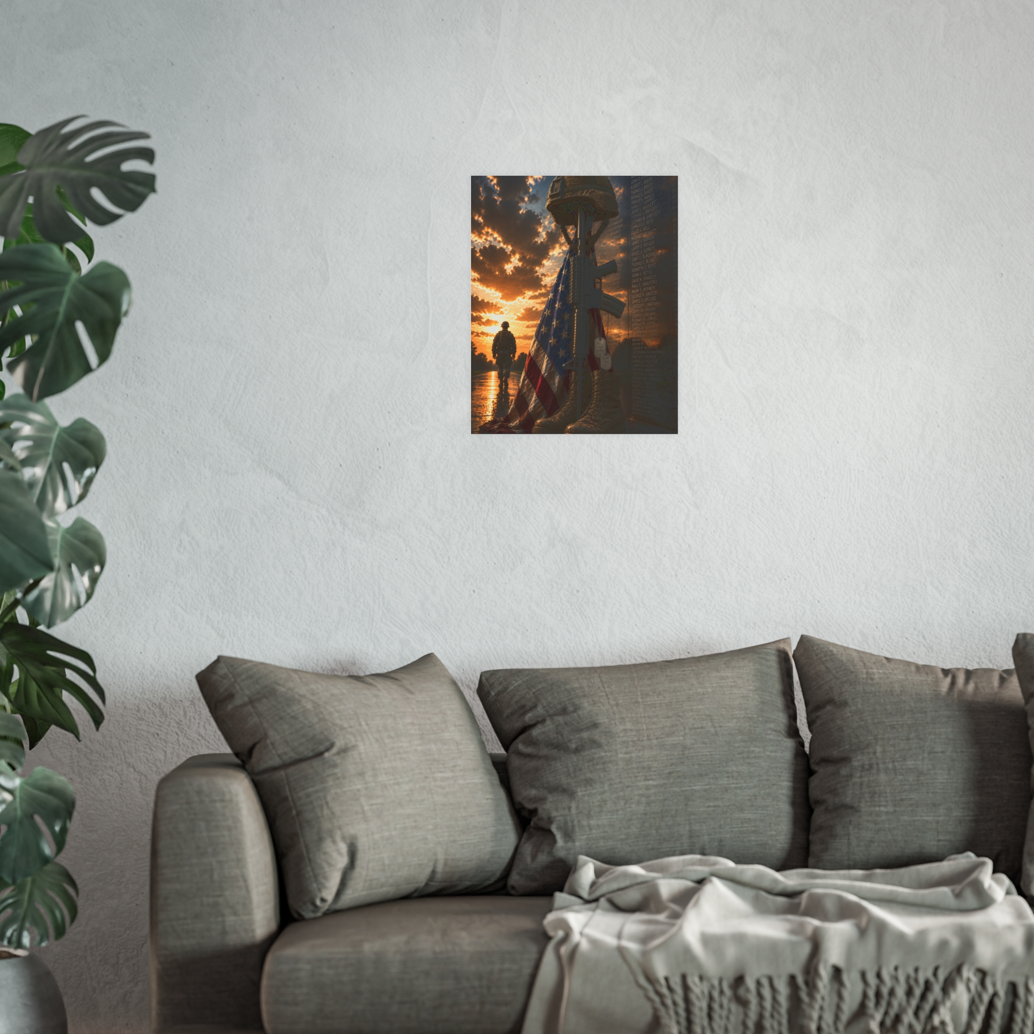 Military Tribute Wall Art - Veteran's Day Memorial Day American Flag Soldier Remembrance Print - Honor Our Heroes Patriotic Home Decor Gift - Image 2