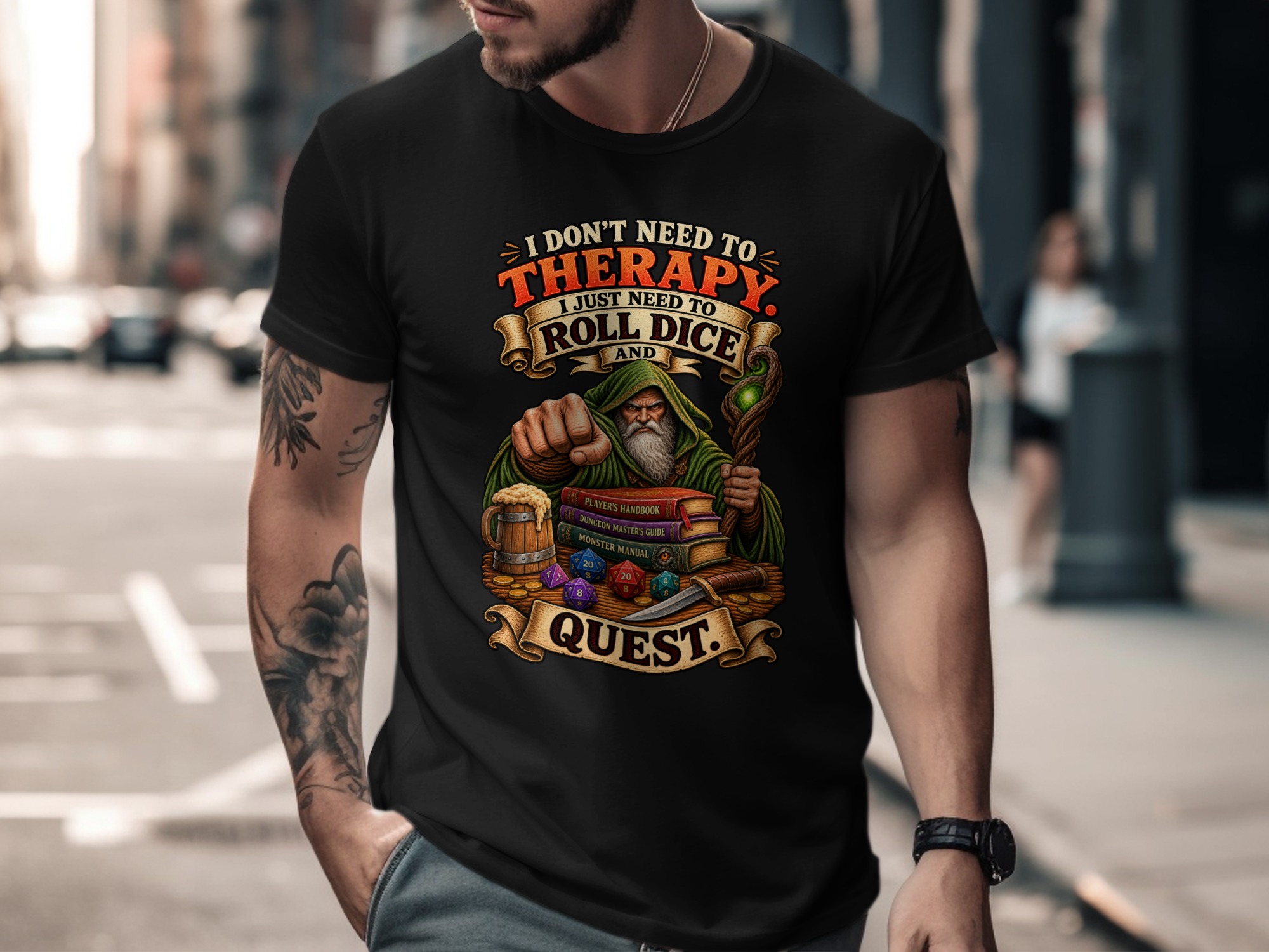 Roll Dice Quest Dungeons Dragons T-Shirt, Funny RPG Gaming Tee, Dungeon Master Gift, Fantasy Wizard Gamer Apparel - Image 5