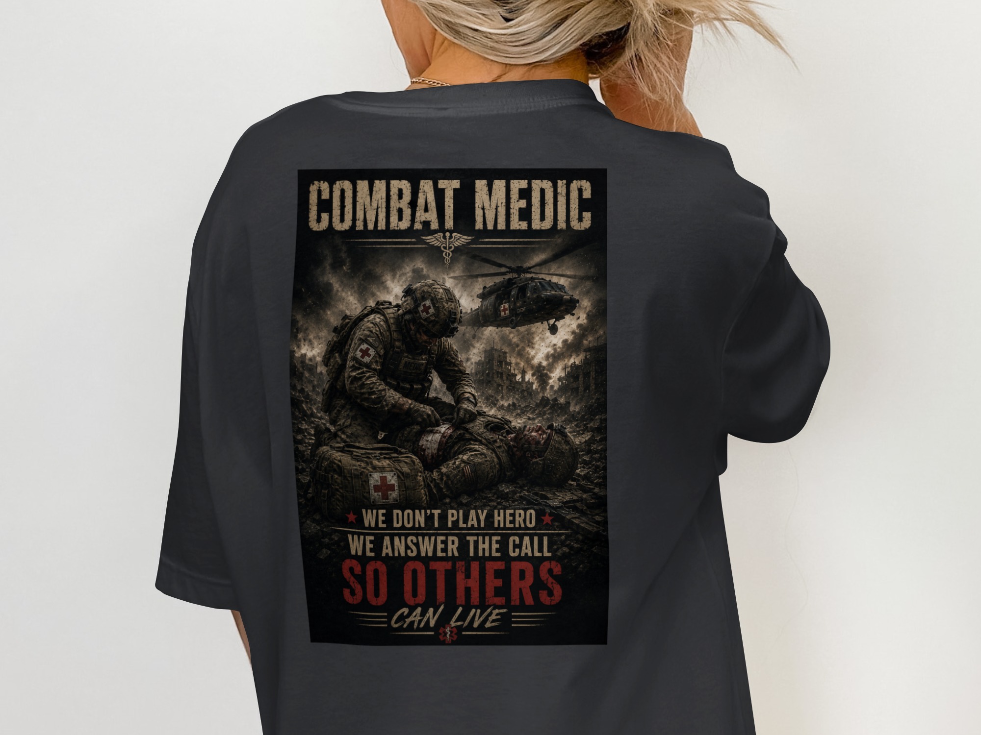 TITLE Combat Medic T-Shirt, So Others May Live, Army 68W Military Medic Shirt, Veteran Tactical Medical Gift, Star of Life Graphic Tee - Image 3