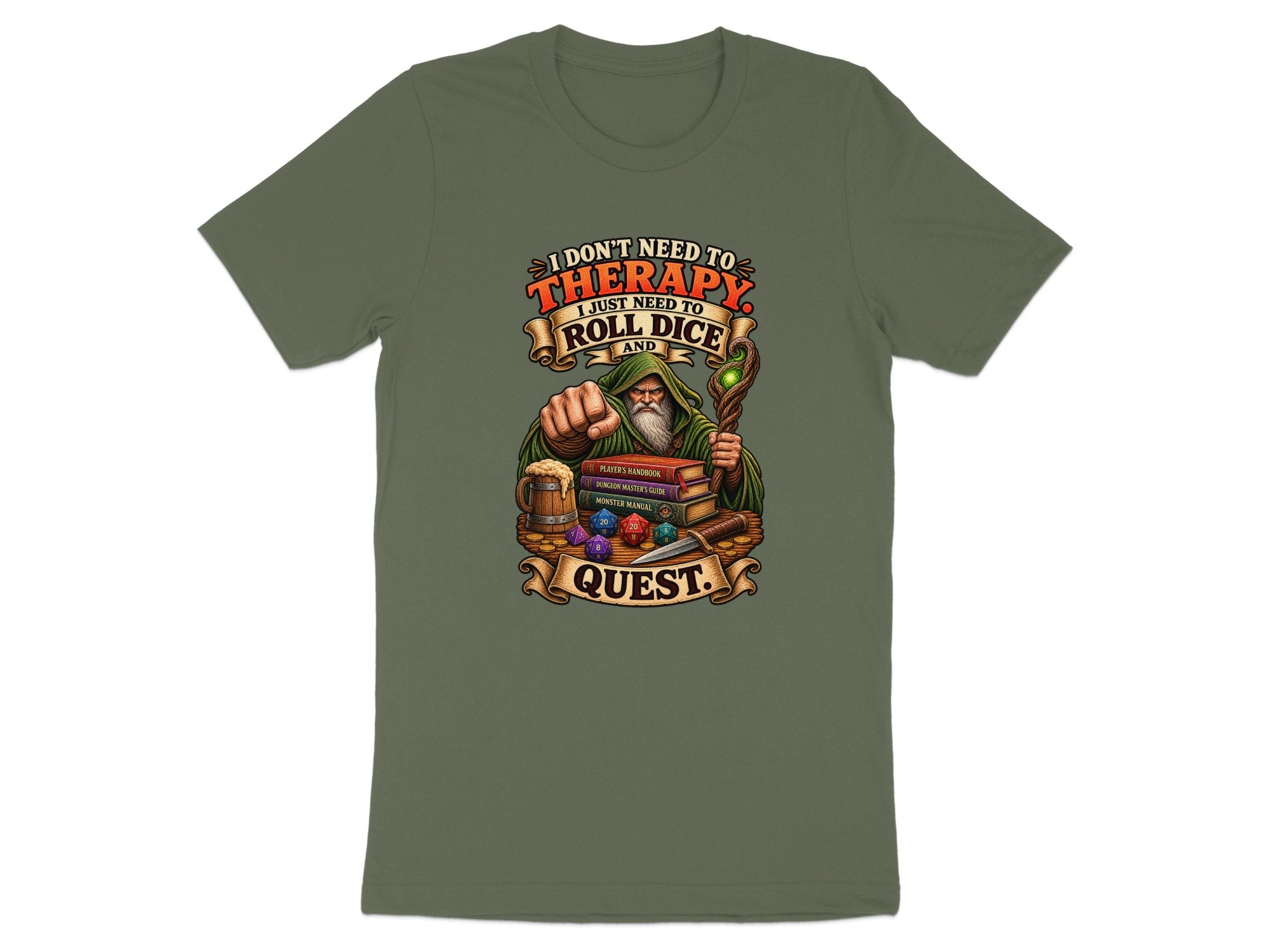 Roll Dice Quest Dungeons Dragons T-Shirt, Funny RPG Gaming Tee, Dungeon Master Gift, Fantasy Wizard Gamer Apparel - Image 4