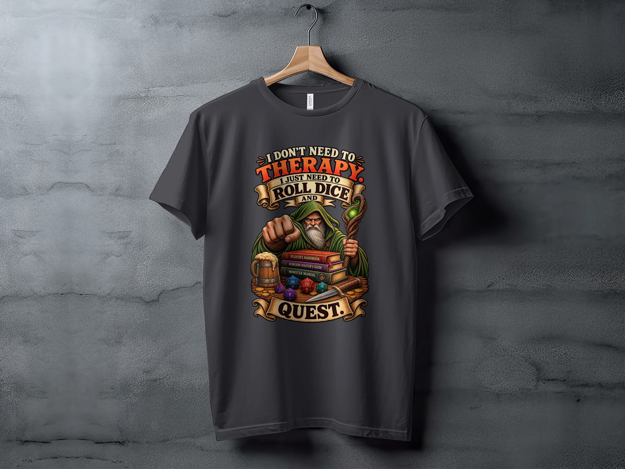 Roll Dice Quest Dungeons Dragons T-Shirt, Funny RPG Gaming Tee, Dungeon Master Gift, Fantasy Wizard Gamer Apparel - Image 9