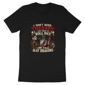 D&D Therapy T-Shirt | Roll Dice Slay Dragons Shirt | Funny Gamer Gift | Dungeon Master RPG Tee | Fantasy Wizard Gaming Apparel