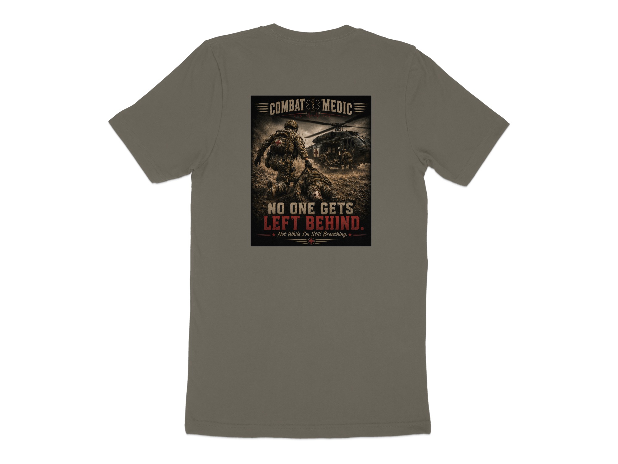TITLE Combat Medic T-Shirt, No One Gets Left Behind, Army 68W Military Medic Shirt, Veteran Tactical Medical Gift, Star of Life Graphic Tee - Image 11
