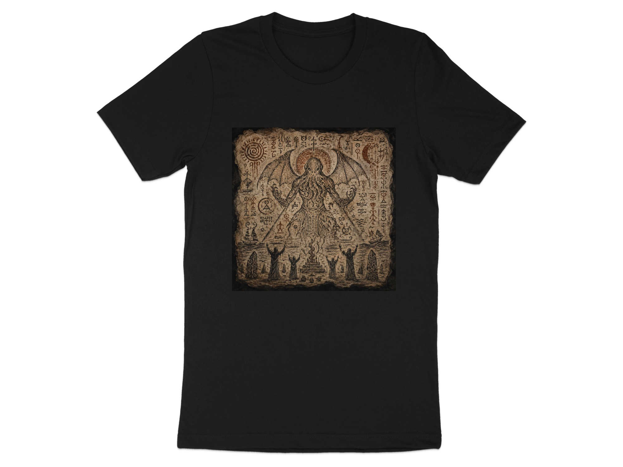 Lovecraftian Cthulhu Summoning Ritual T-Shirt, Eldritch Horror Occult Art Tee, Dark Academia Goth Mythos Fantasy Apparel Gift - Image 5