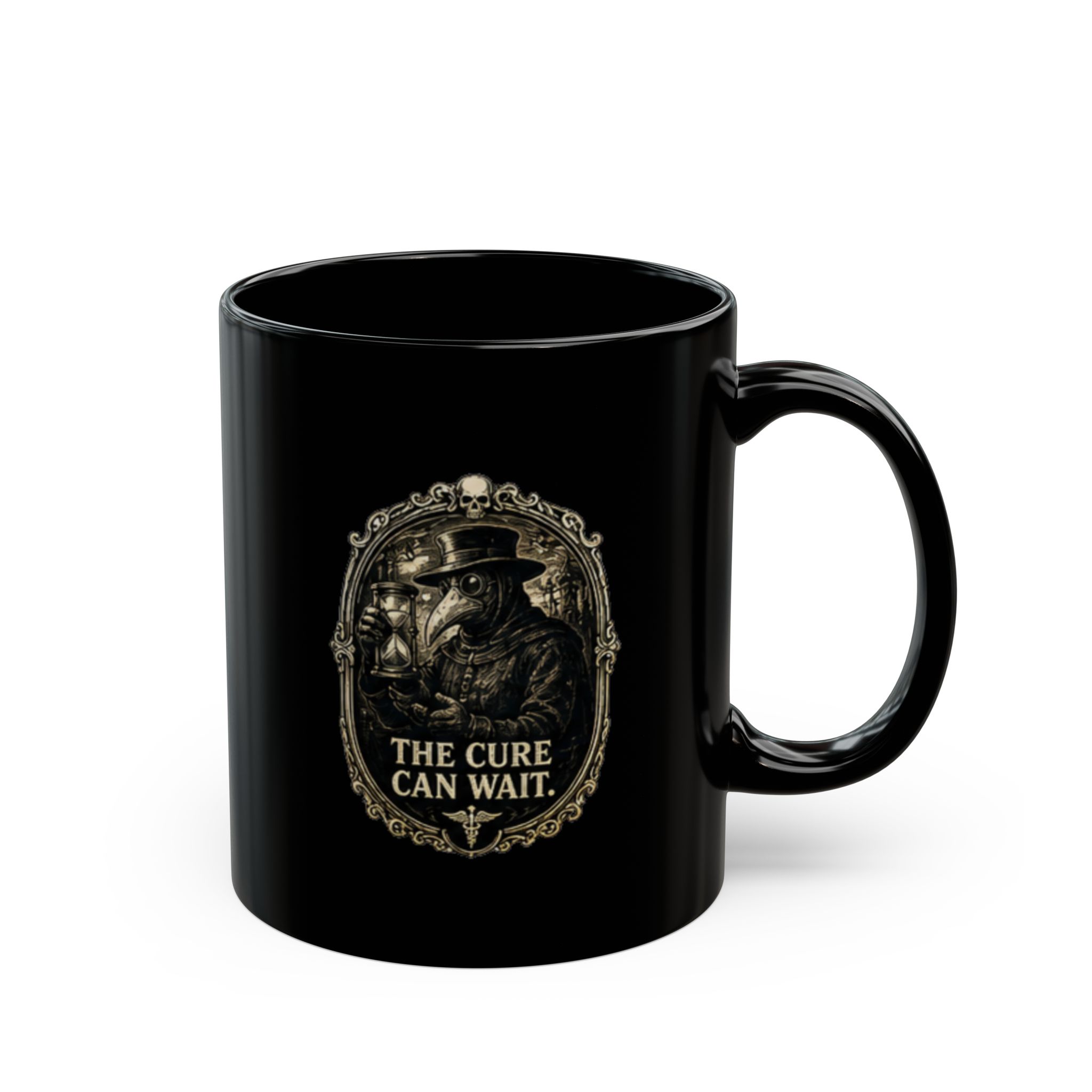 Gothic Plague Doctor Mug 'The Cure Can Wait' | Dark Academia History Coffee Cup, Macabre Medical Gift, Steampunk Art Tea Mug - Image 6