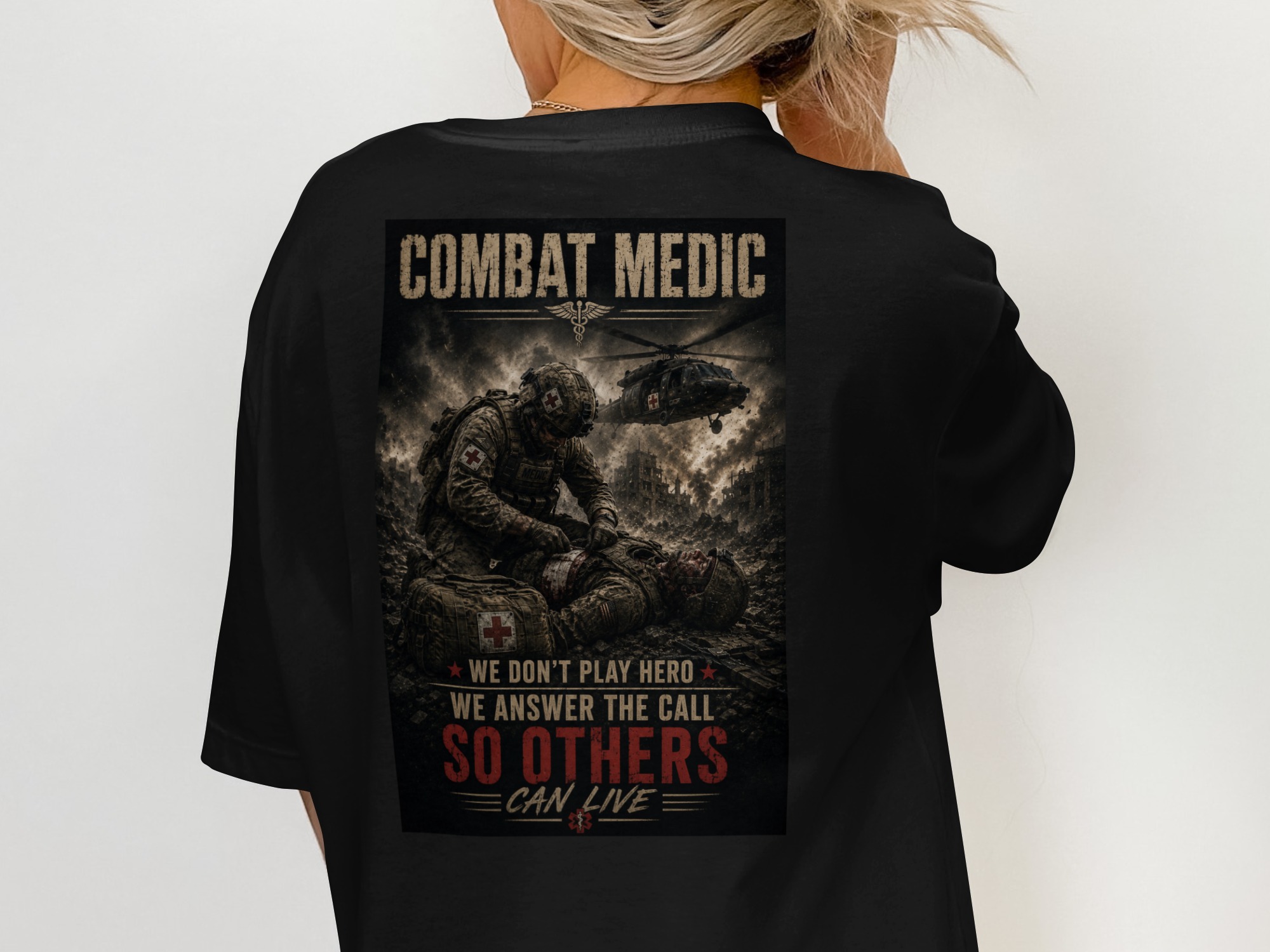 TITLE Combat Medic T-Shirt, So Others May Live, Army 68W Military Medic Shirt, Veteran Tactical Medical Gift, Star of Life Graphic Tee - Image 6