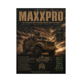 M1240 MaxxPro MRAP Military Vehicle Poster, USMC Marine Corps Patriotic Art Print, Veteran Tactical Man Cave Decor Gift for Him