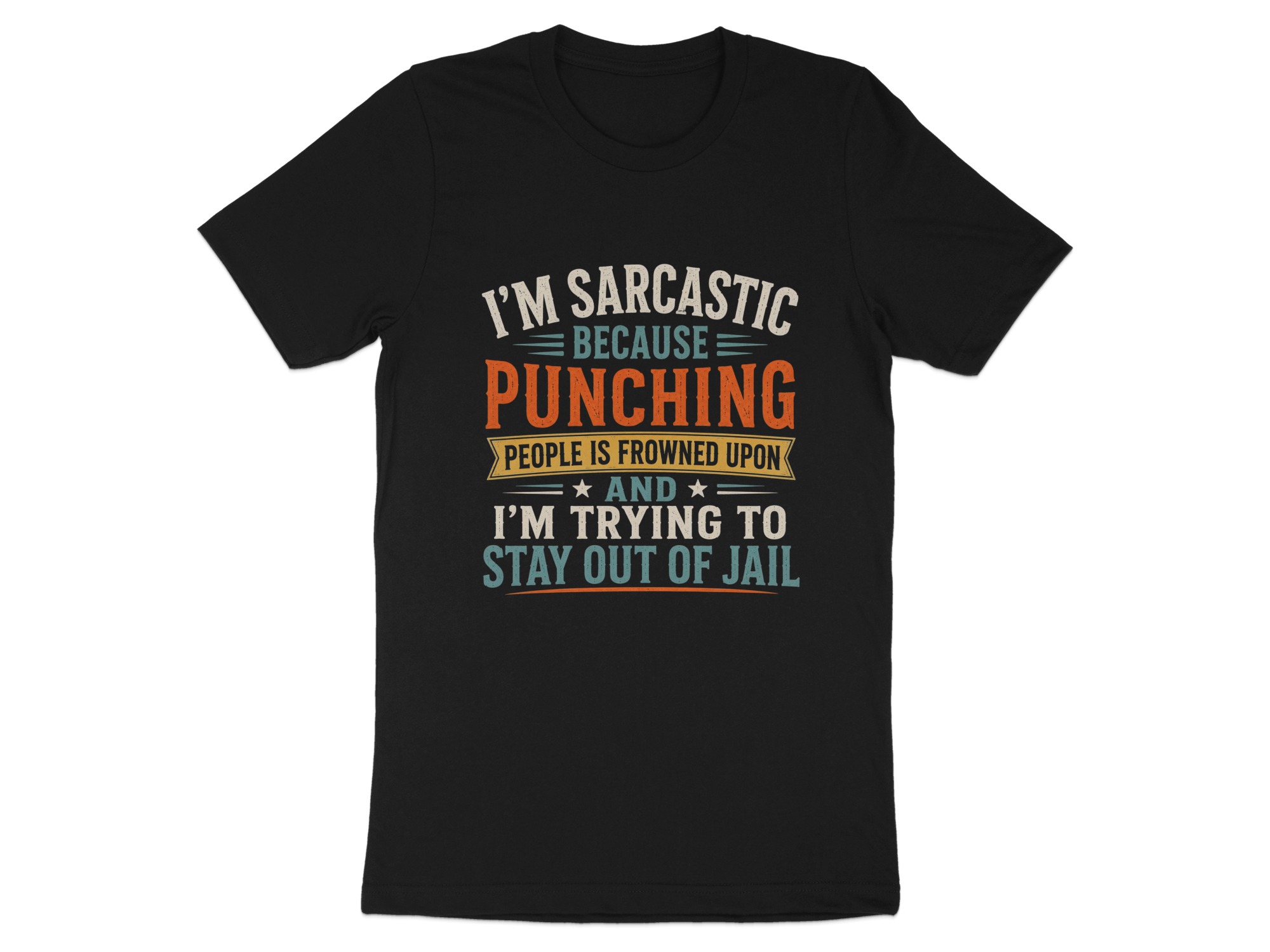Funny Sarcastic T-Shirt, Im Sarcastic Punching People Retro Graphic Tee, Witty Sarcasm Humor Shirt, Snarky Saying Gag Gift for Men and Women