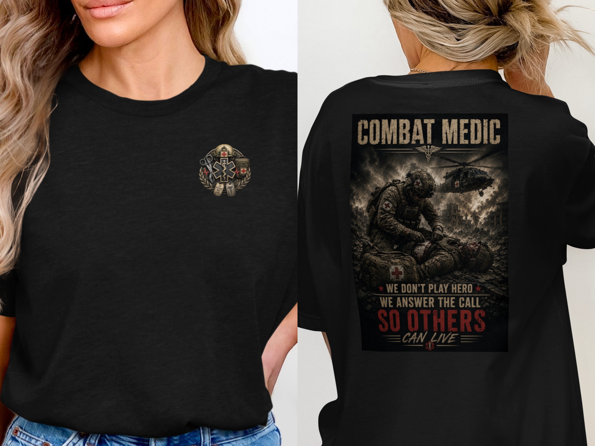 TITLE Combat Medic T-Shirt, So Others May Live, Army 68W Military Medic Shirt, Veteran Tactical Medical Gift, Star of Life Graphic Tee