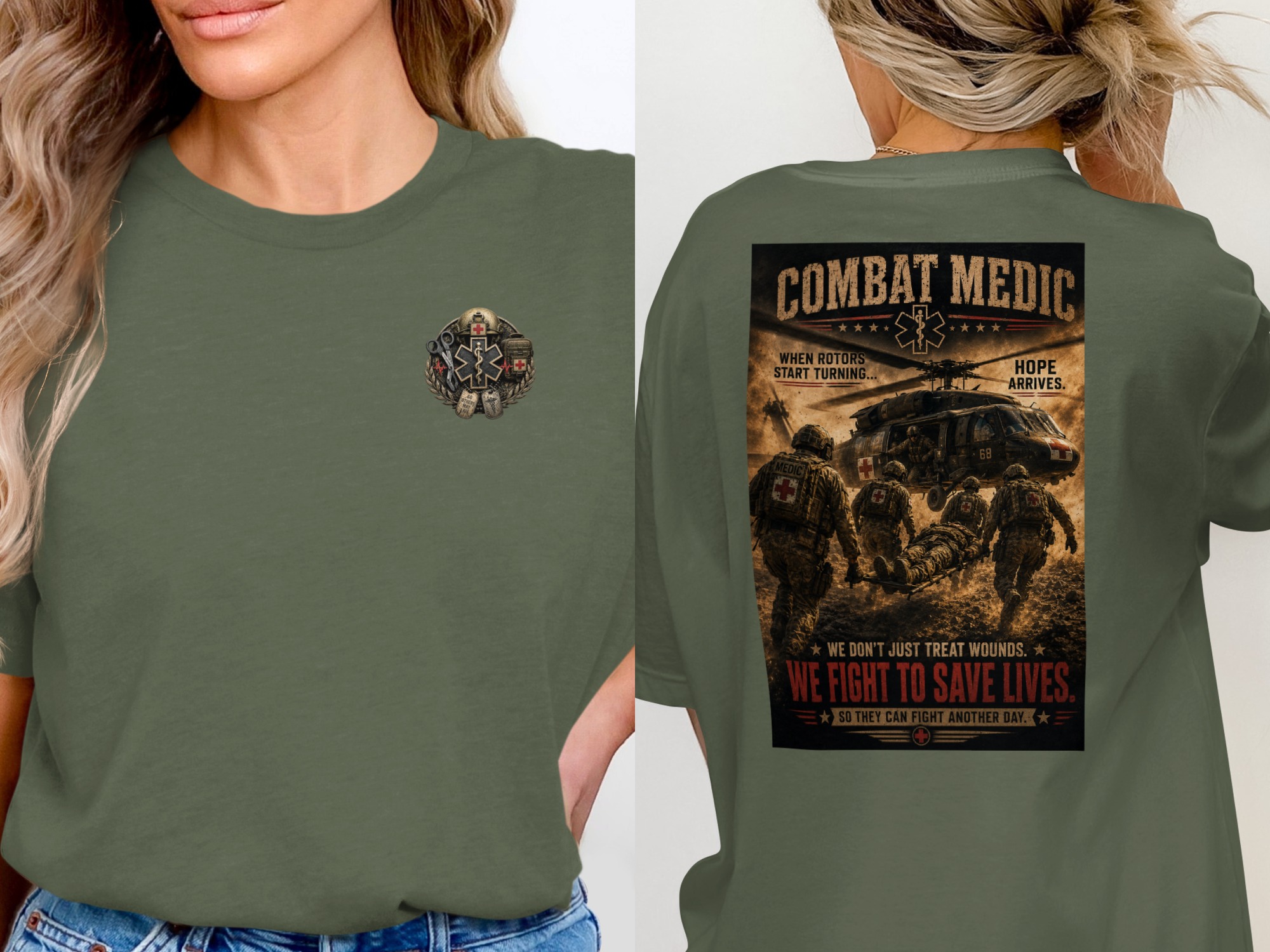 TITLE Combat Medic T-Shirt, We Fight to Save Lives, Army 68W Military Medic Shirt, Veteran Tactical Medical Gift, Star of Life Graphic Tee - Image 13