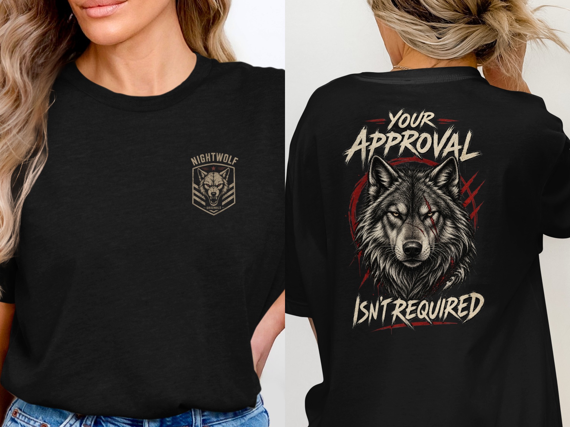Nightwolf Originals T-Shirt: Fierce Wolf Head Design Tee, Grunge Aesthetic, Animal Lover Gift for Him, Outdoorsman