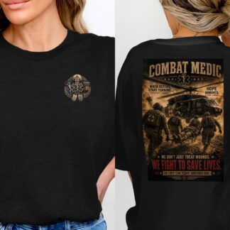 TITLE Combat Medic T-Shirt, We Fight to Save Lives, Army 68W Military Medic Shirt, Veteran Tactical Medical Gift, Star of Life Graphic Tee