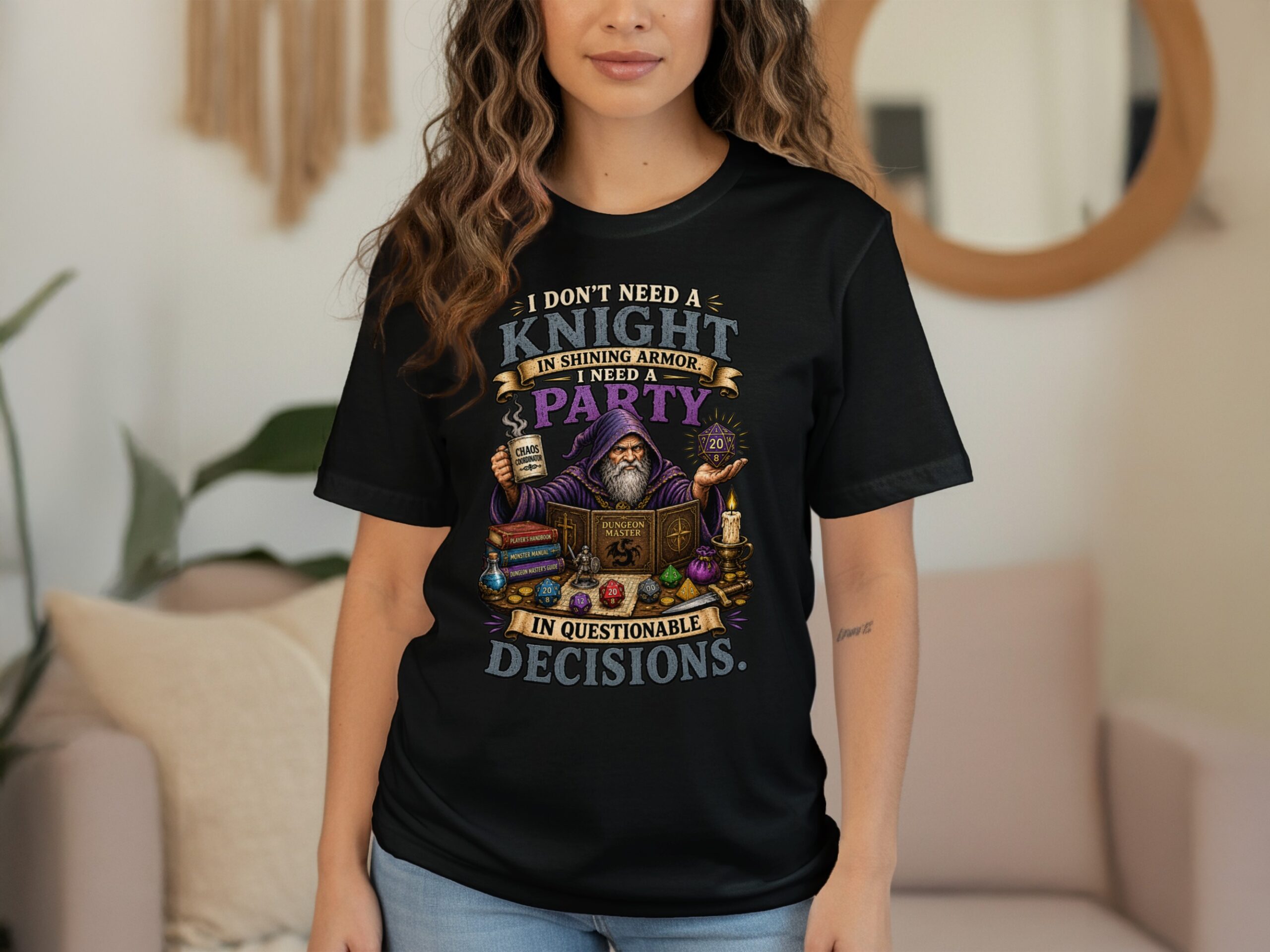 Dungeon Master Shirt, Chaos Coordinator DM Gift, Funny D&D RPG Game Night T-Shirt, Questionable Decisions Polyhedral Dice Tee - Image 11
