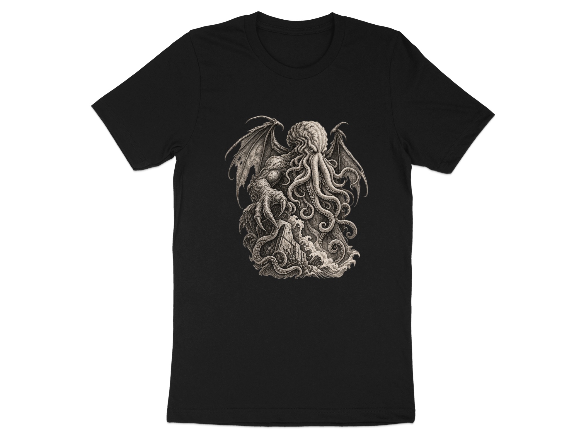 Cthulhu Lovecraftian Horror T-Shirt, Dark Academia Gothic Mythos Tentacle Monster Graphic Tee, Eldritch Cosmic Art - Image 11