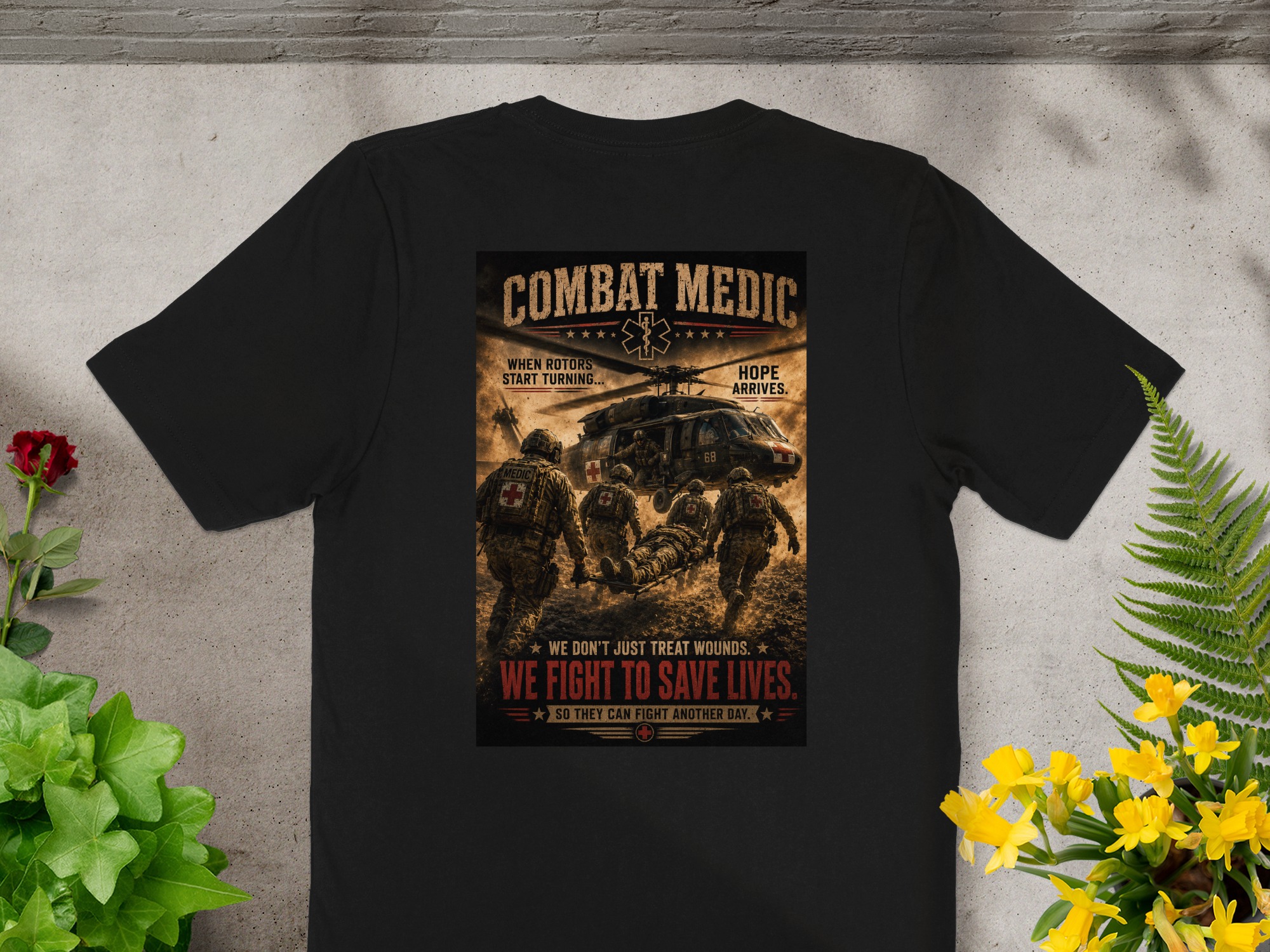 TITLE Combat Medic T-Shirt, We Fight to Save Lives, Army 68W Military Medic Shirt, Veteran Tactical Medical Gift, Star of Life Graphic Tee - Image 9