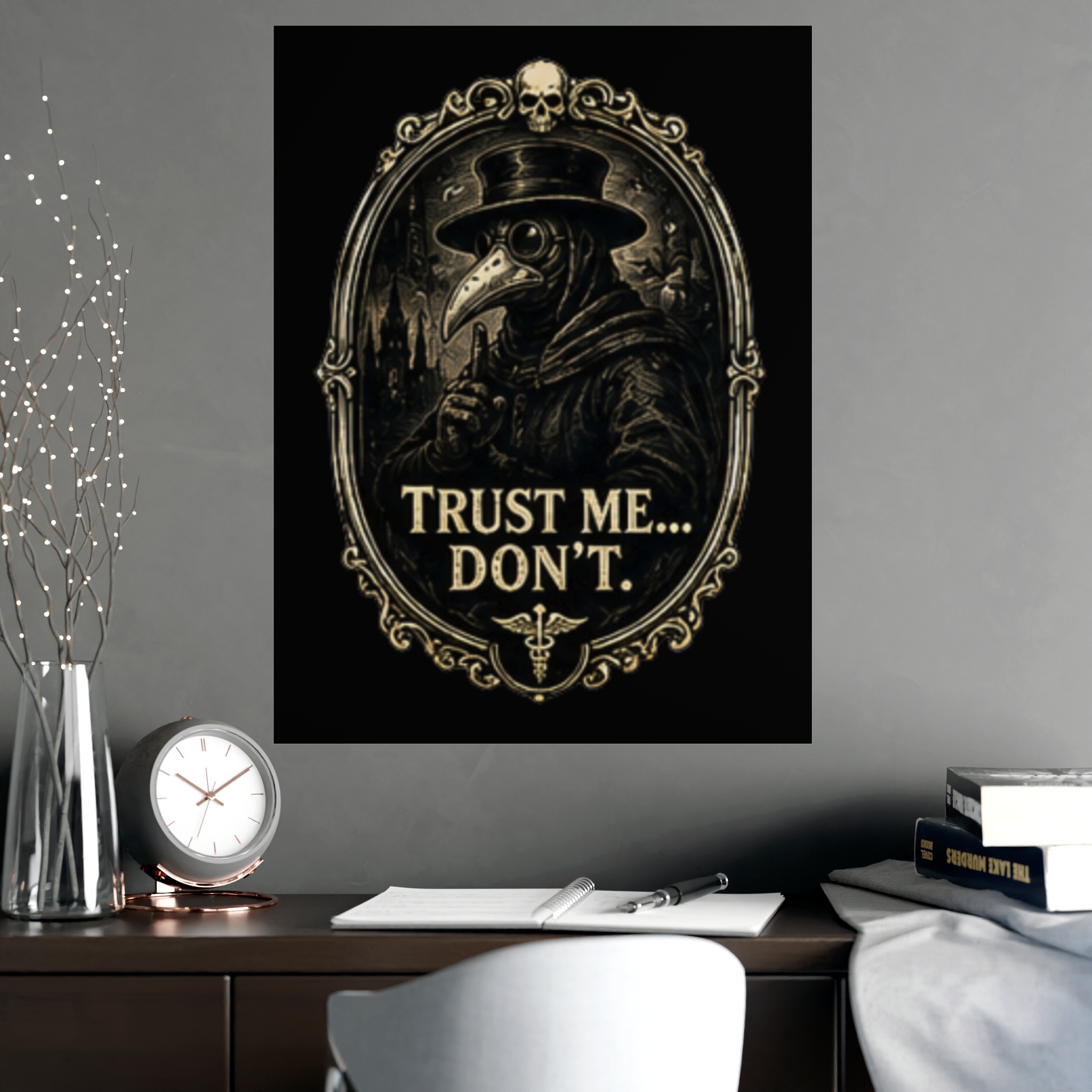 Plague Doctor Trust Me Don't Poster, Gothic Dark Academia Wall Art Print, Humorous Medical Gift for History Lover - Image 2