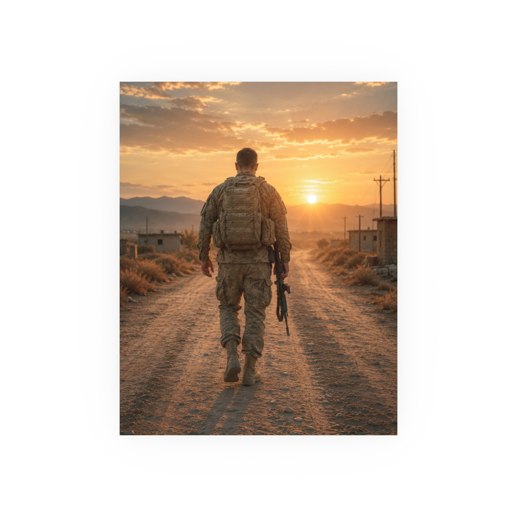 Military Soldier Sunset Art Print Poster - Patriotic Veteran Wall Decor, Army Hero Gift, Military Family Tribute Home Decor - Image 7